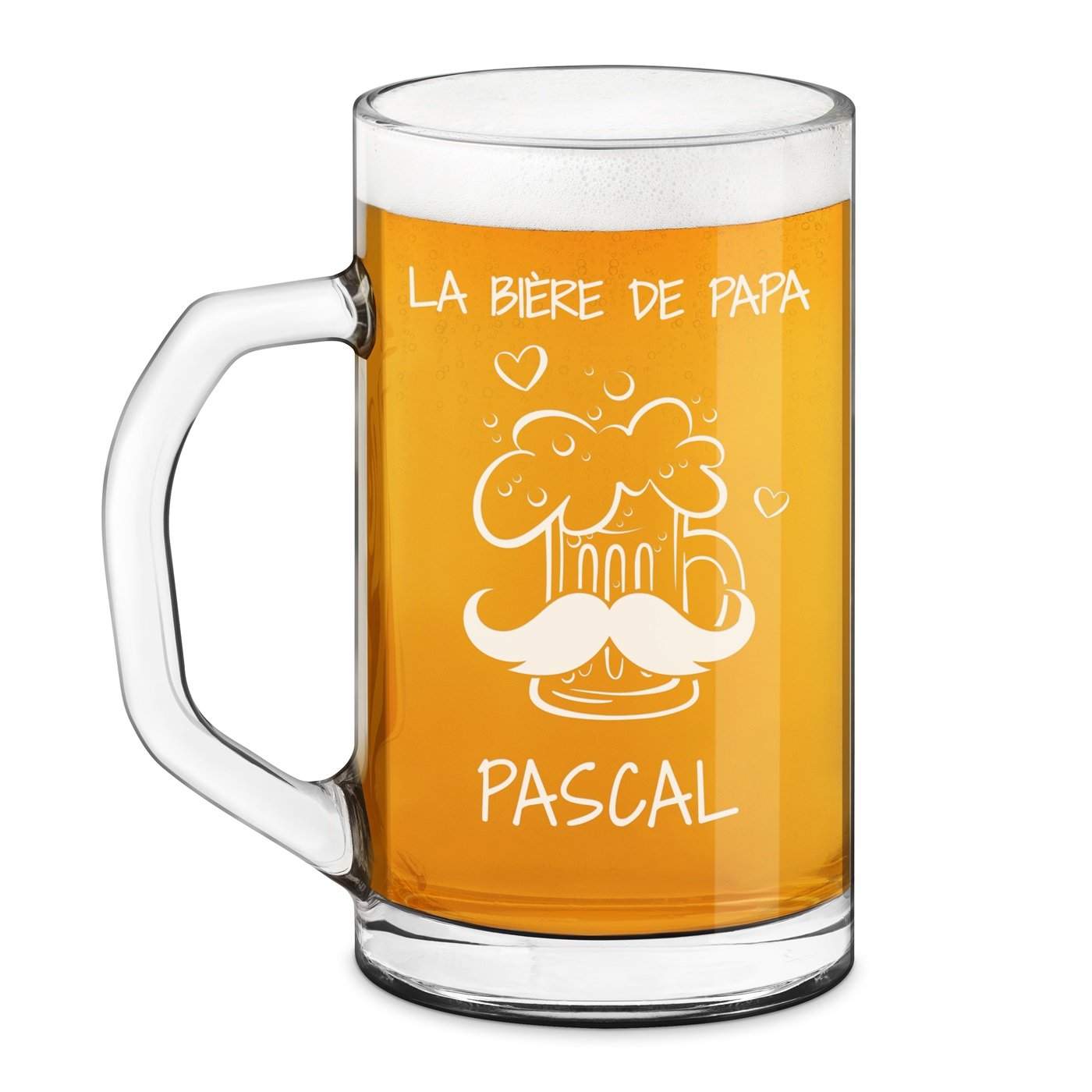 Taza de cerveza geométrica Murrano con grabado para papá