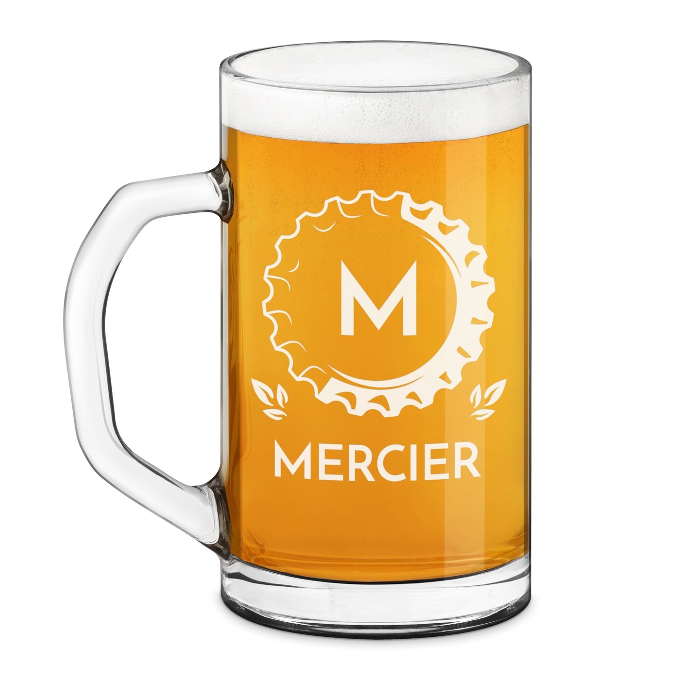 Taza de cerveza geométrica Murrano con grabado láser para hombres