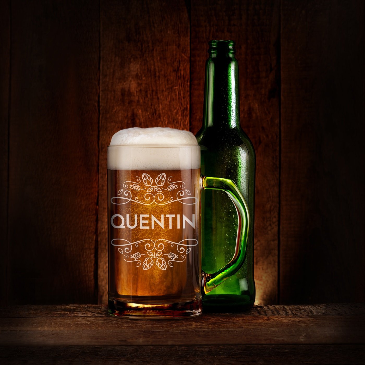 Murrano Geometric Beer Mug with Laser Engraving for a Friend's Birthday