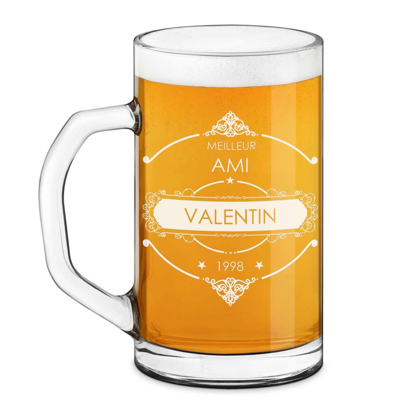 Taza de cerveza geométrica Murrano con grabado láser para mejor amigo