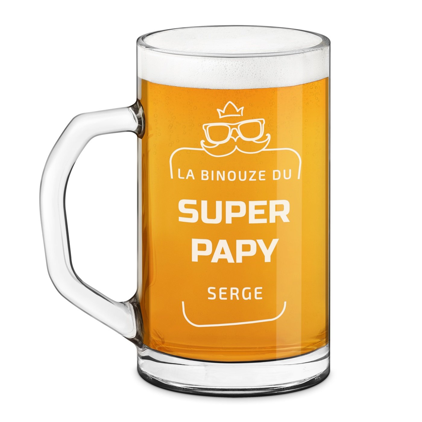 Taza de cerveza geométrica Murrano con grabado para abuelo