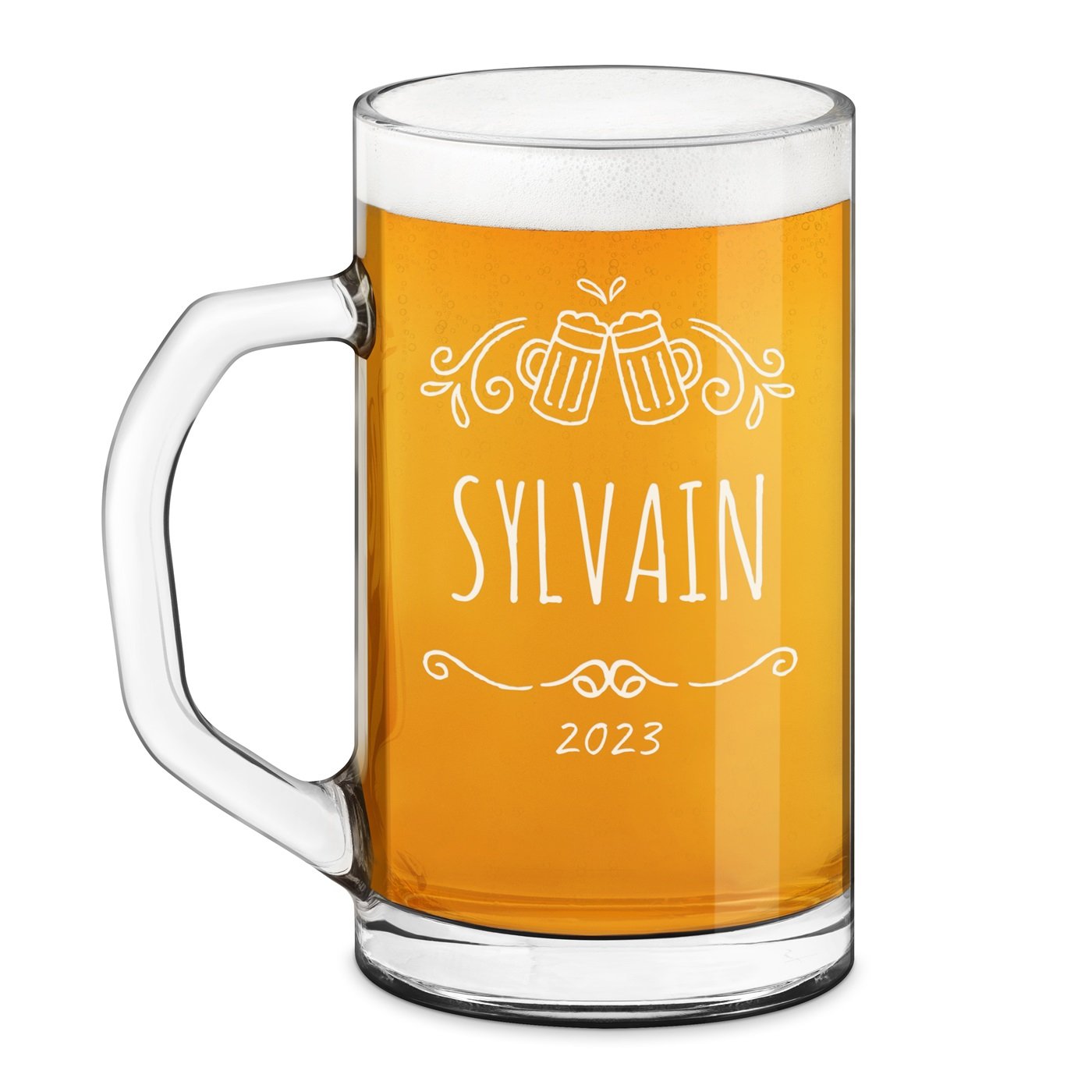 Taza de cerveza geométrica Murrano con grabado para el entusiasta de la cerveza definitivo