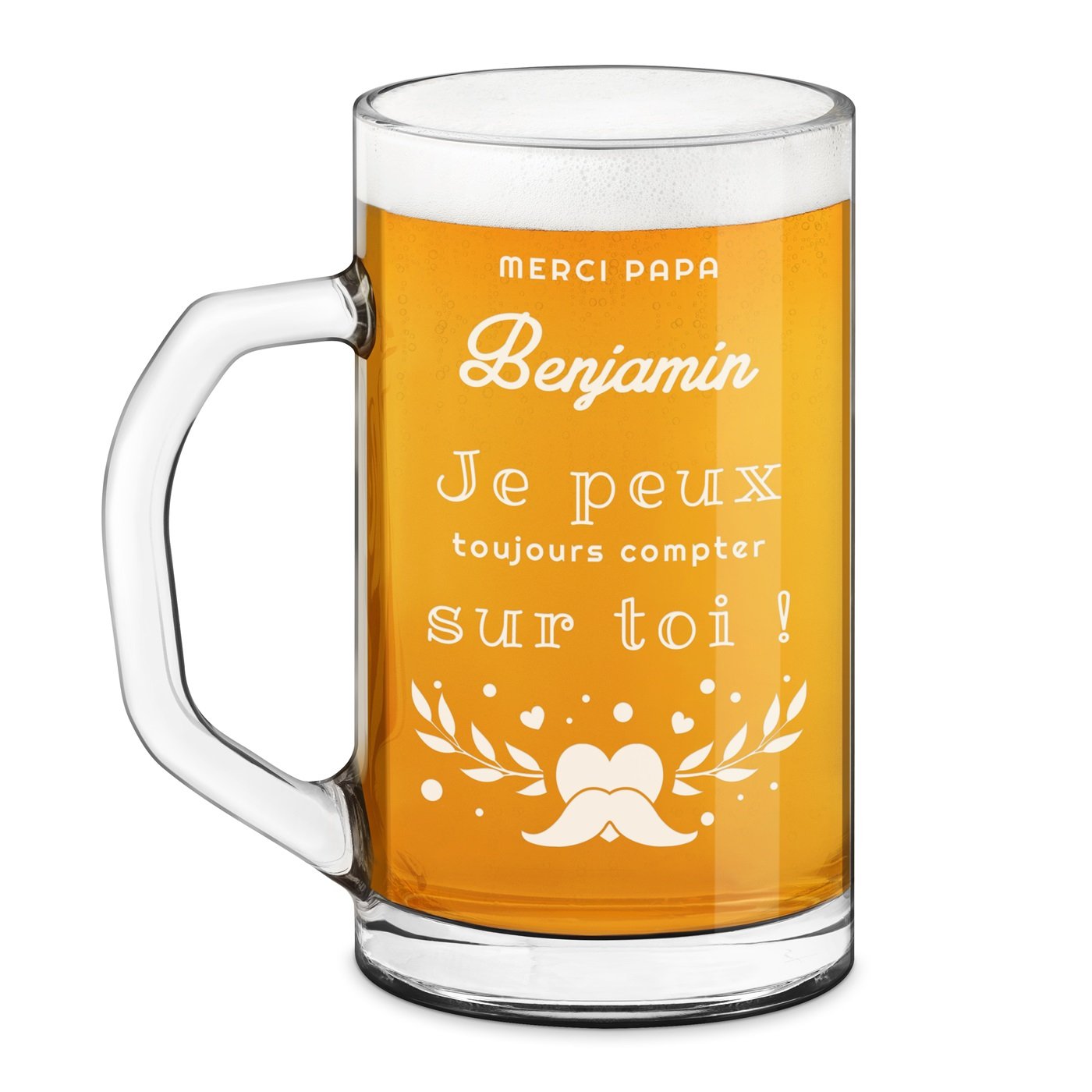 Taza de cerveza geométrica Murrano con grabado láser - Mejor papá para su cumpleaños