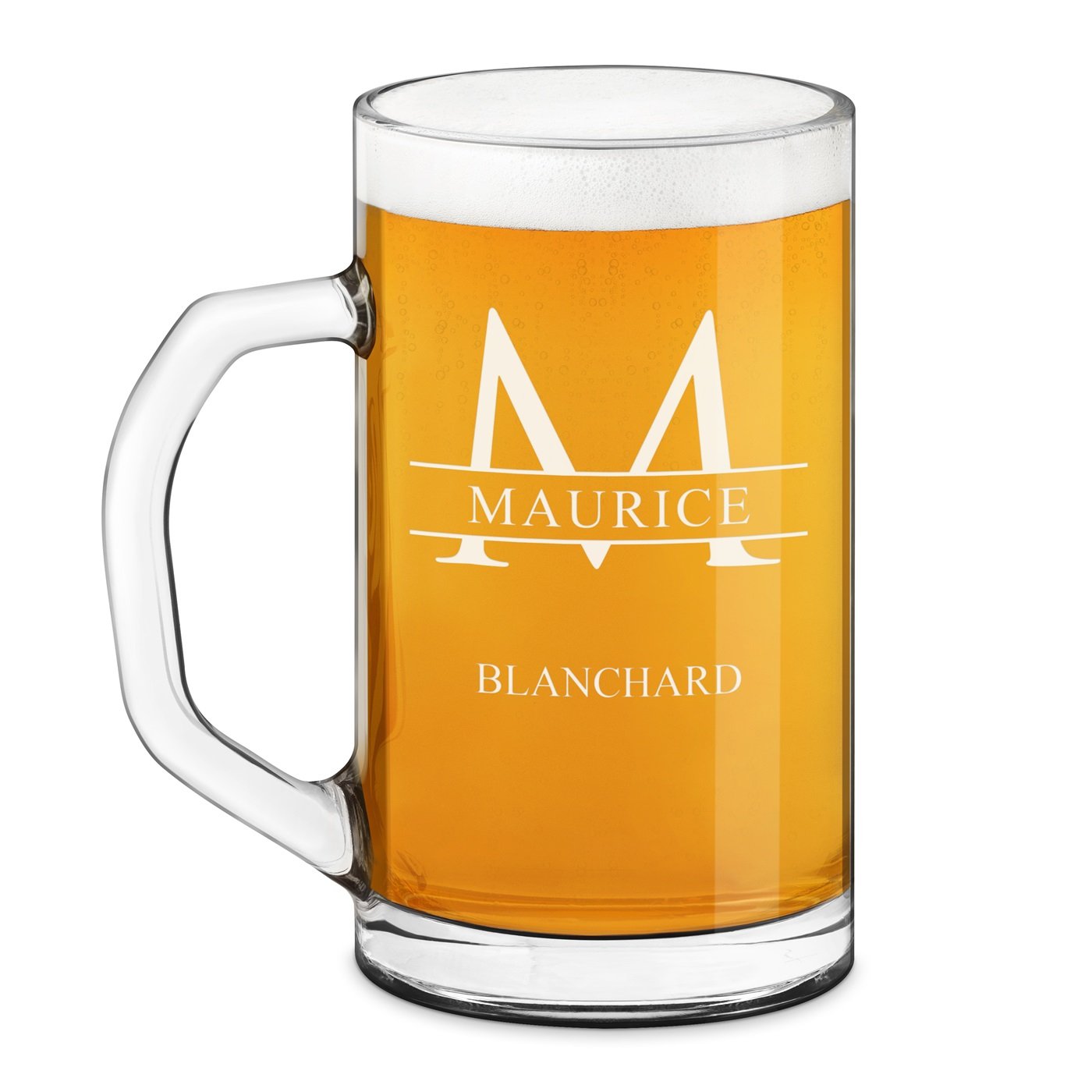 Taza de cerveza geométrica Murrano con grabado láser para el cumpleaños de un caballero
