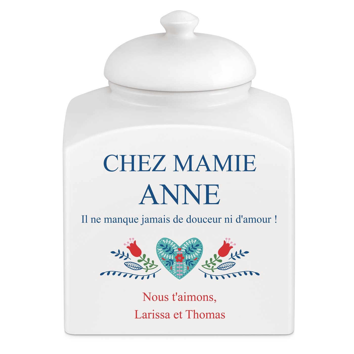 Murrano Ceramic Cookie Jar with Personalized Design for Grandma
