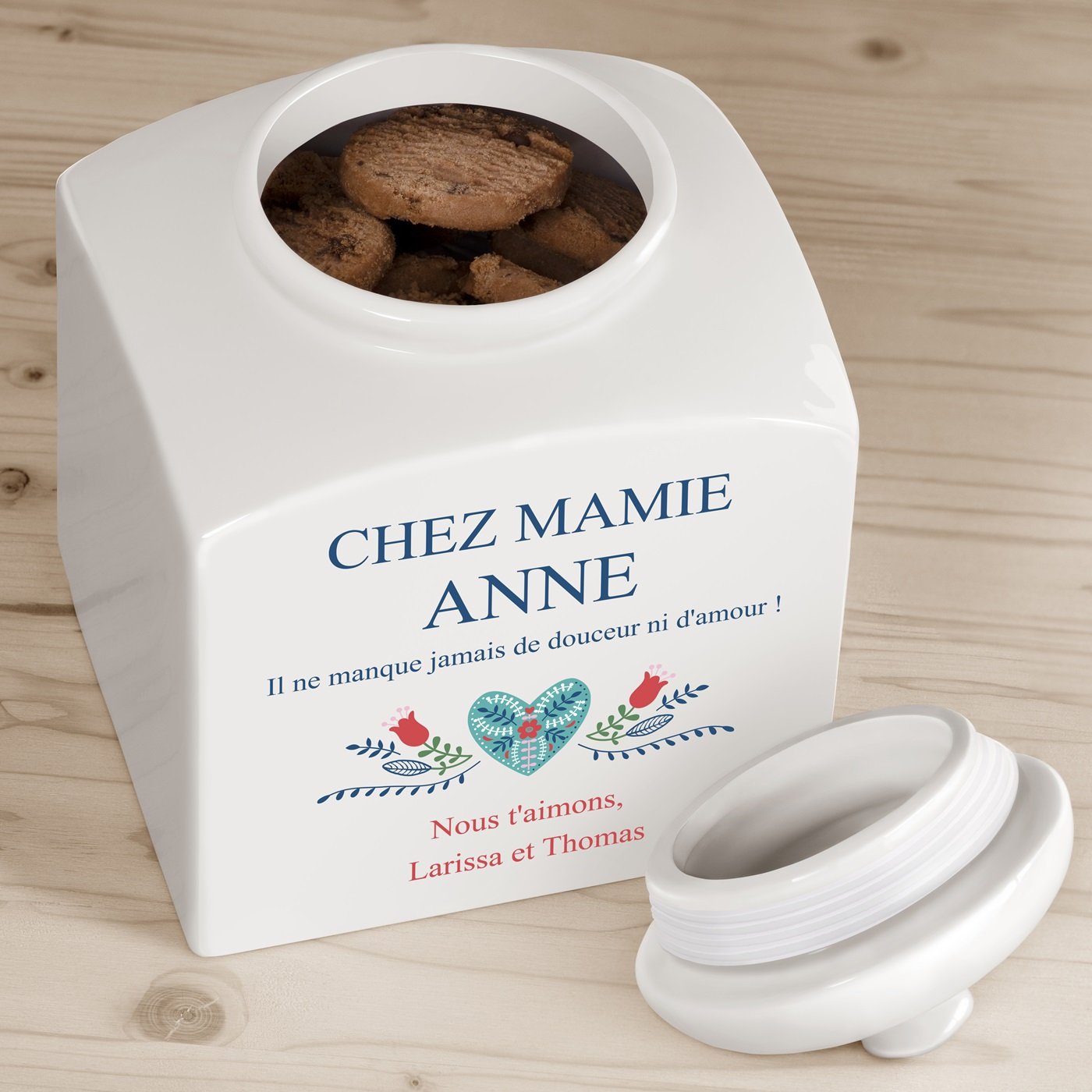 Murrano Ceramic Cookie Jar with Personalized Design for Grandma