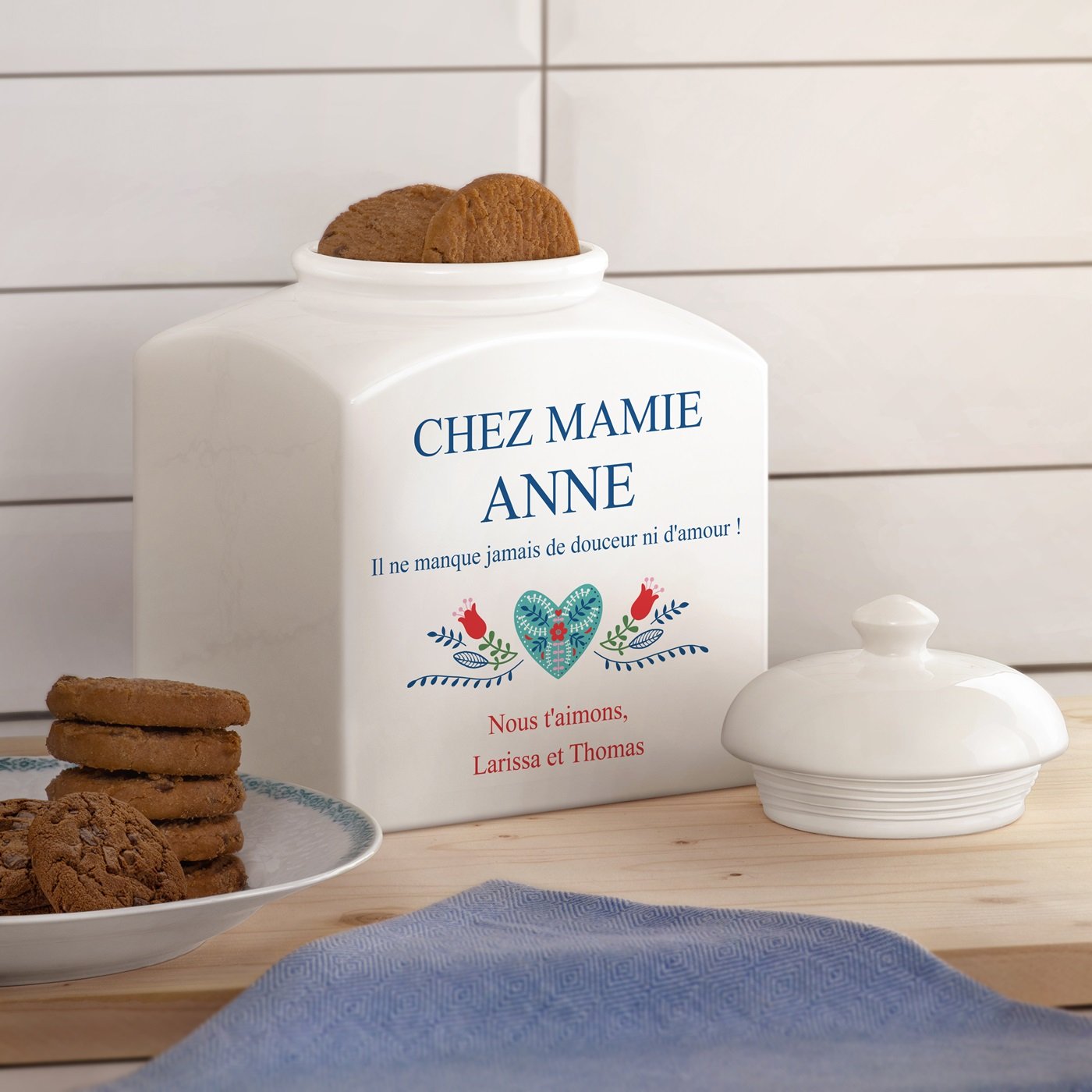 Boîte à biscuits en céramique personnalisée Murrano pour grand-mère