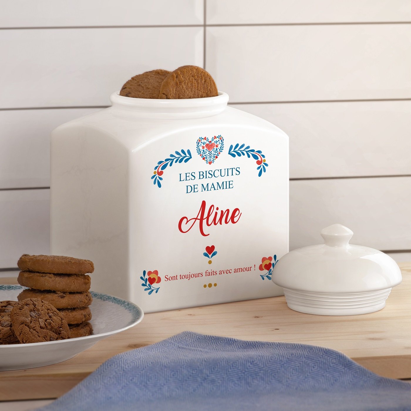 Jarra de galletas de cerámica personalizada de Murrano para el Día de las Abuelas