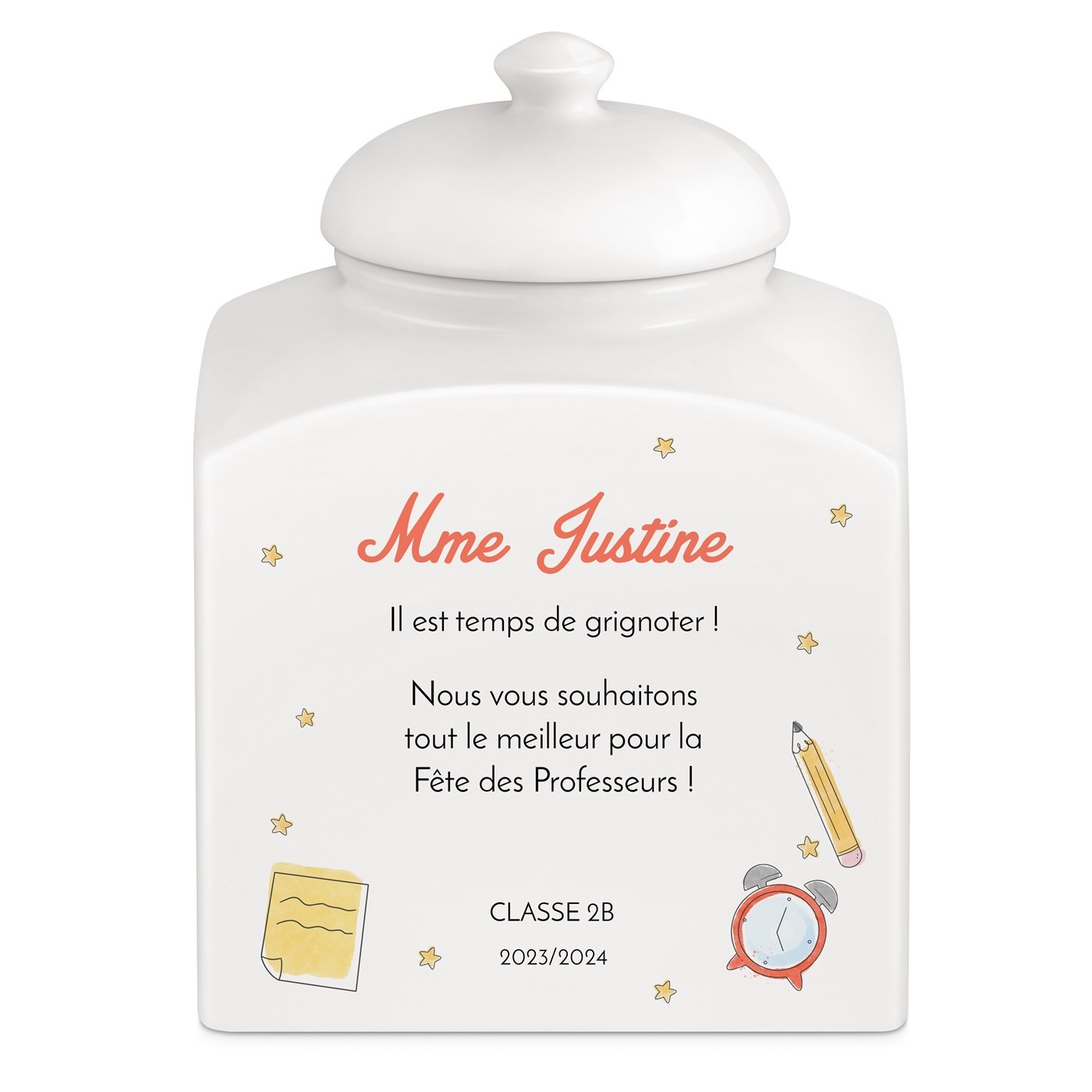 Jarre à biscuits en céramique Murrano personnalisée pour la journée des enseignants