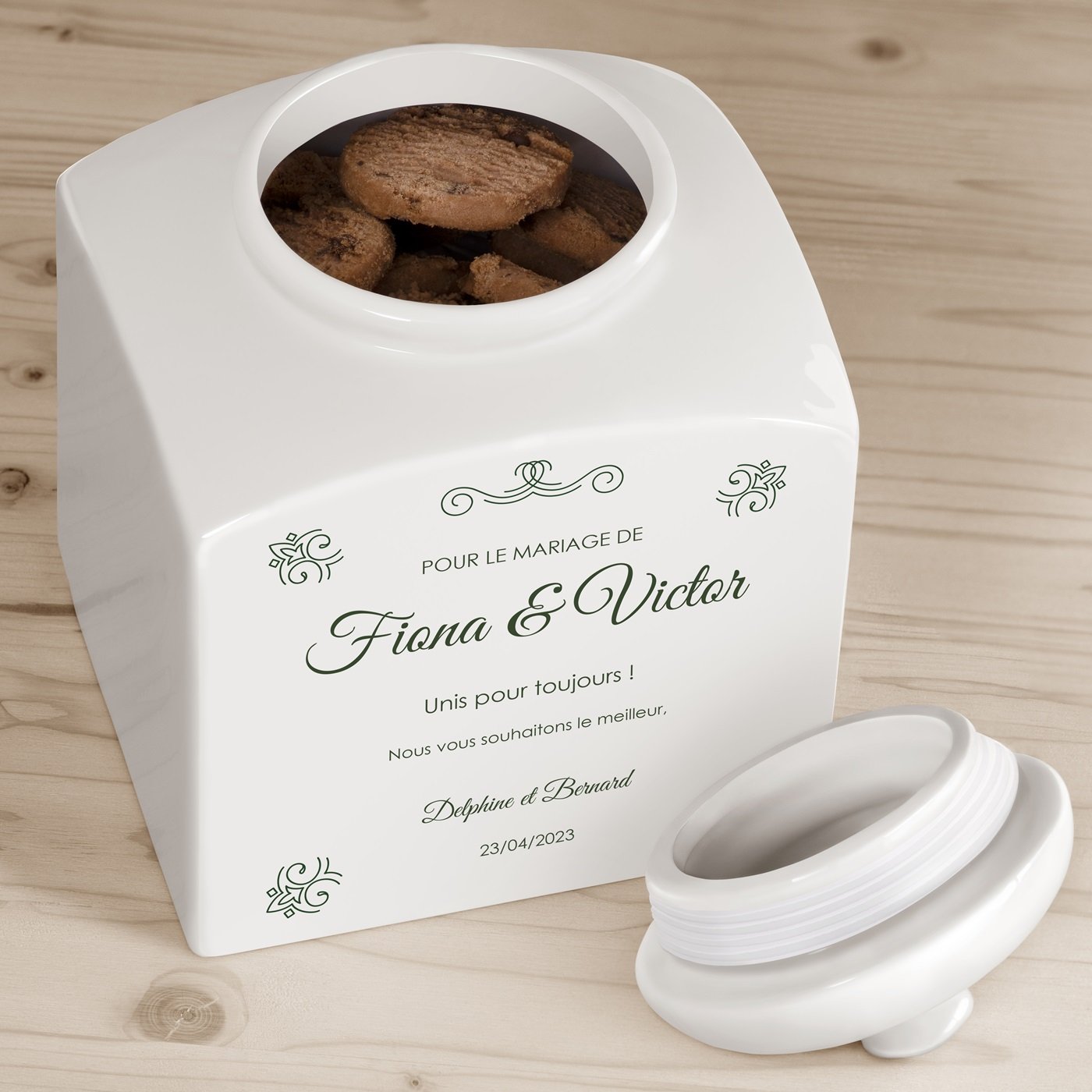 Jarra de galletas personalizada de cerámica para parejas Murrano