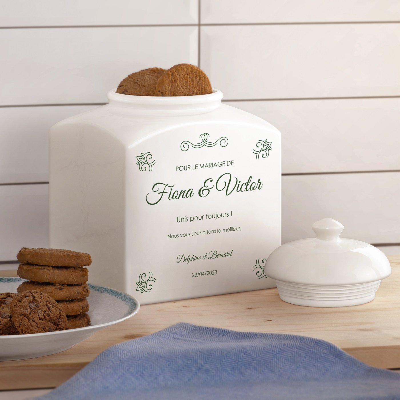 Jarre à biscuits en céramique personnalisée pour un couple Murrano