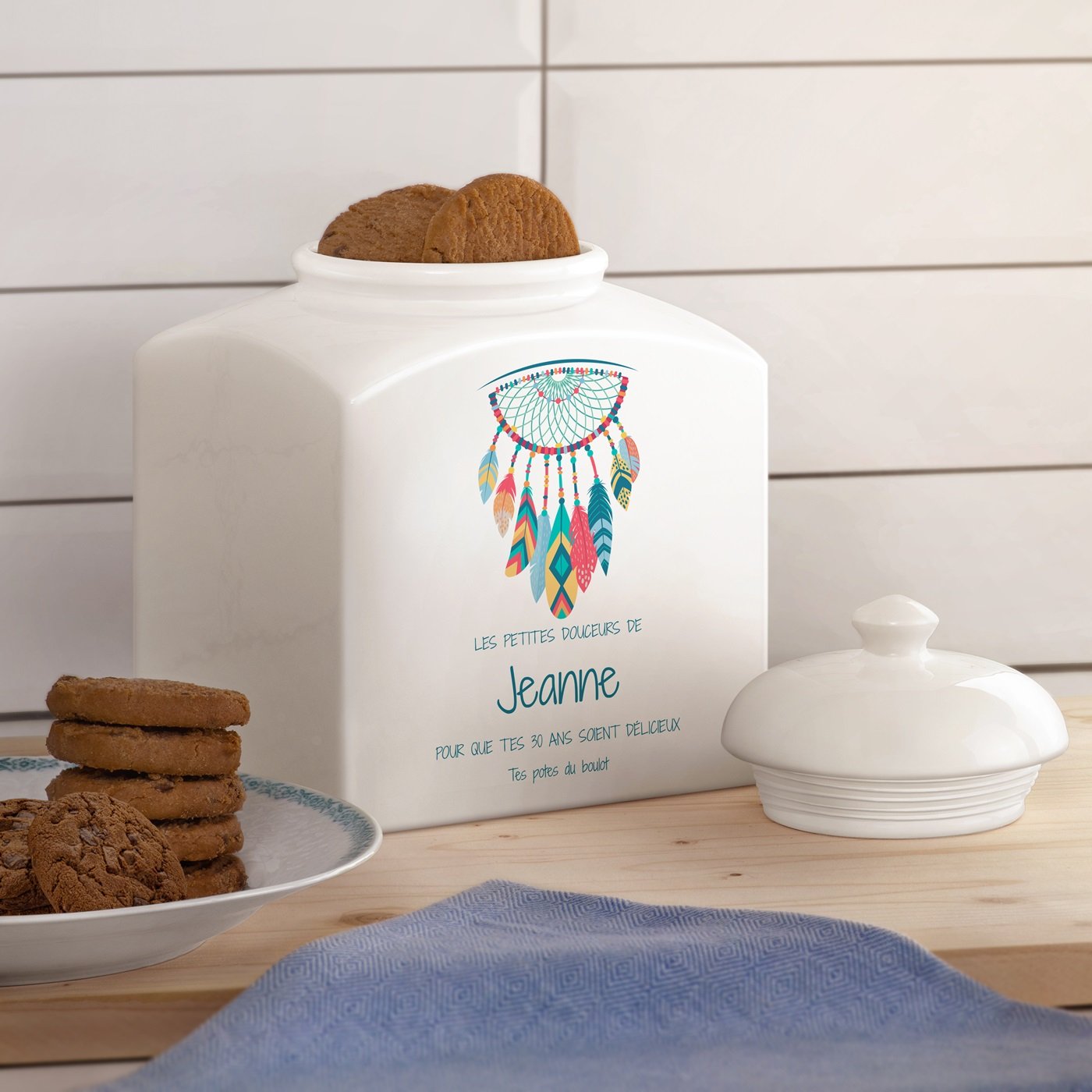 Jarre à biscuits en céramique Murrano personnalisée pour un 30e anniversaire
