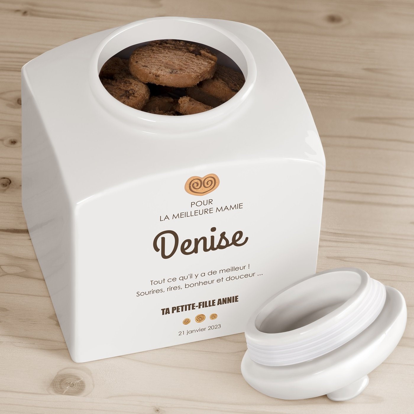 Murrano Ceramic Cookie Jar with Personalized Design for Grandma
