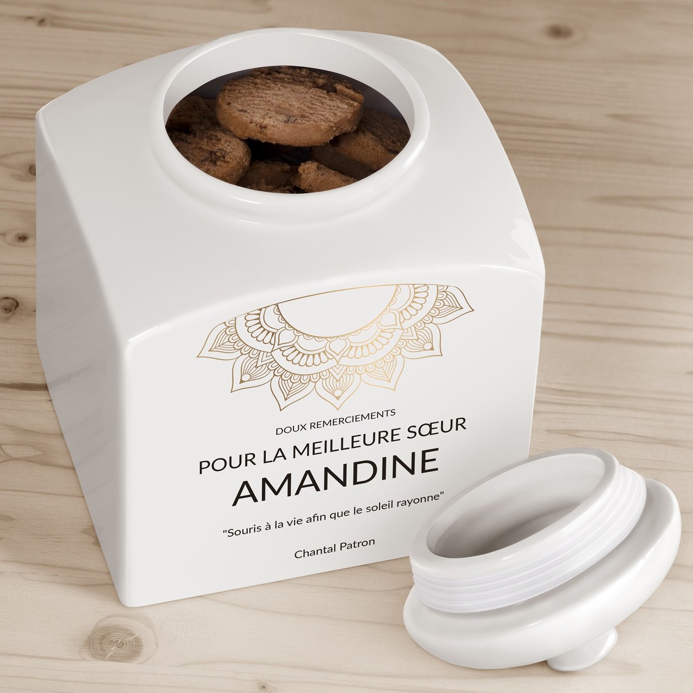 Murrano Ceramic Cookie Jar - Personalized for a Sister