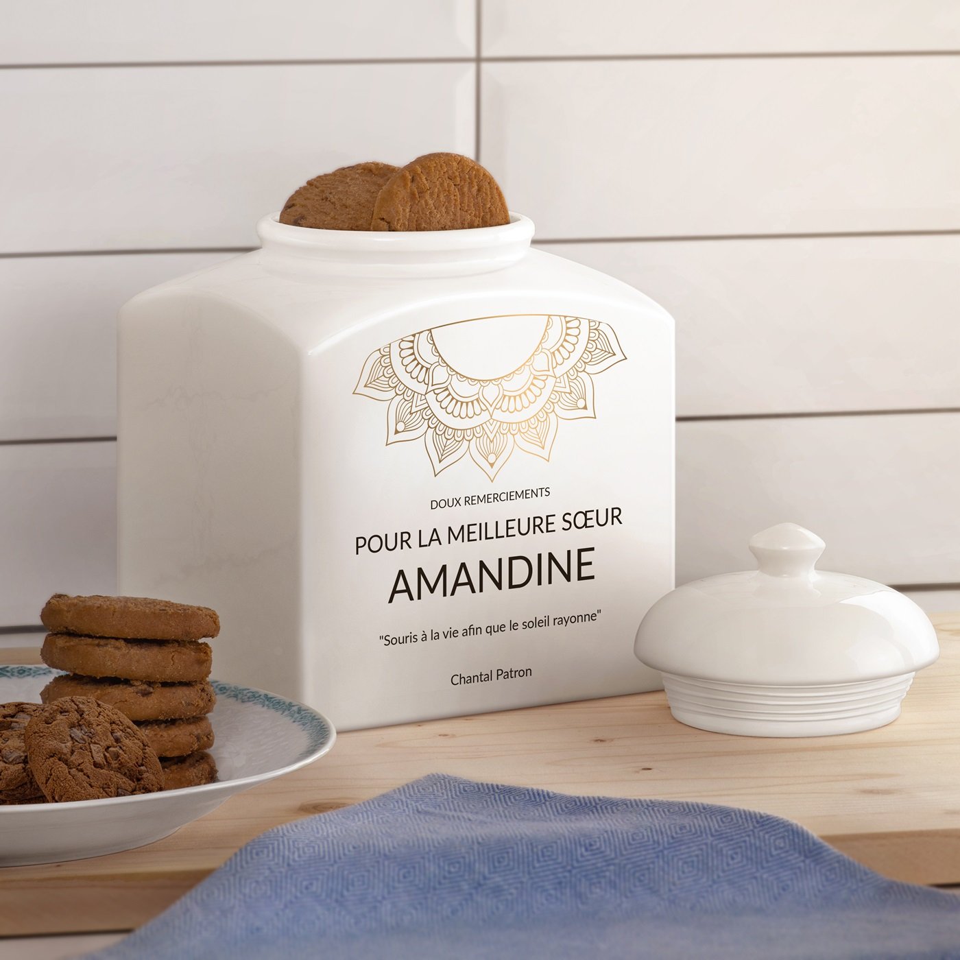 Jarre à biscuits en céramique Murrano - Personnalisée pour une sœur
