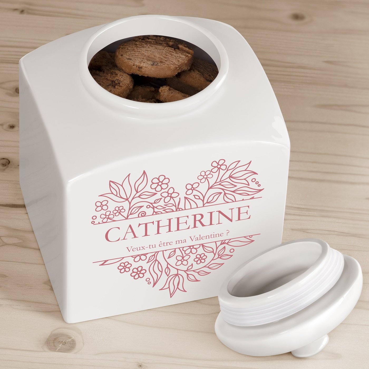 Jarre à biscuits en céramique personnalisée pour elle à l'occasion de la Saint-Valentin