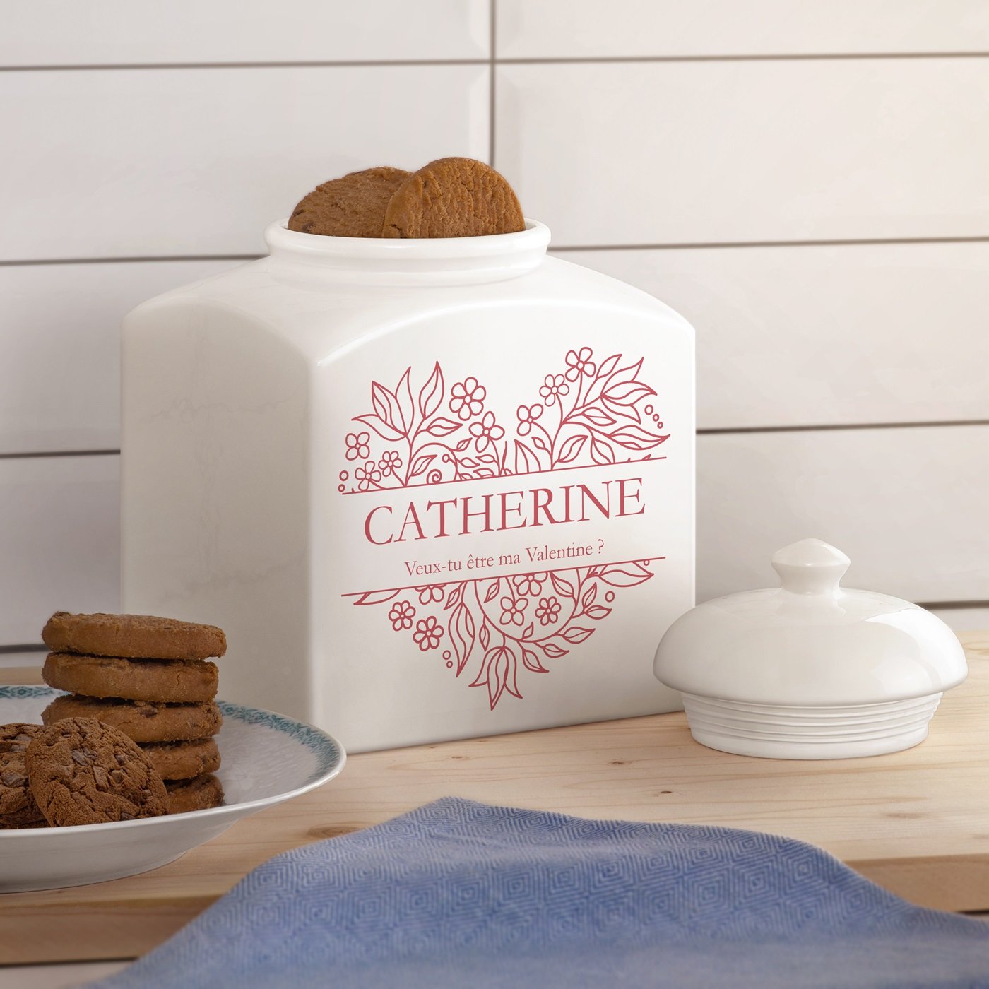 Murrano Ceramic Cookie Jar with Personalized Design for Her on Valentine's Day