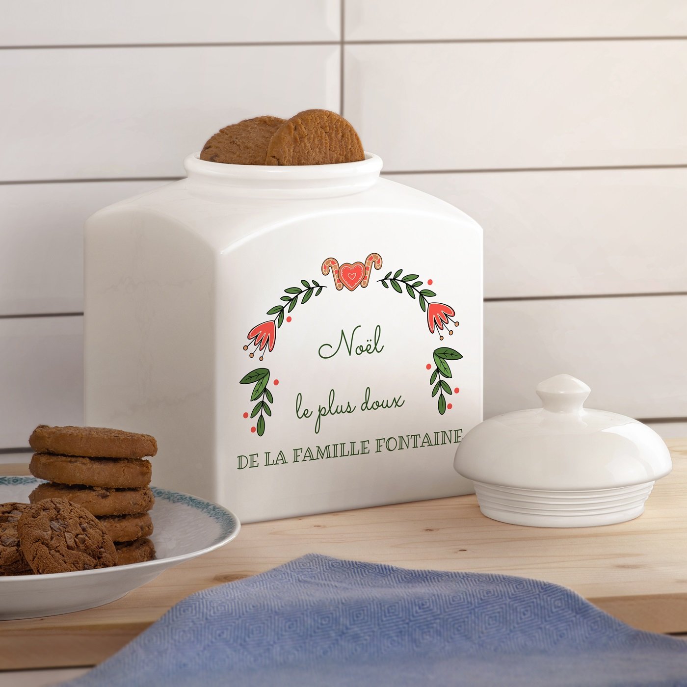 Jarre à biscuits en céramique personnalisée pour couple