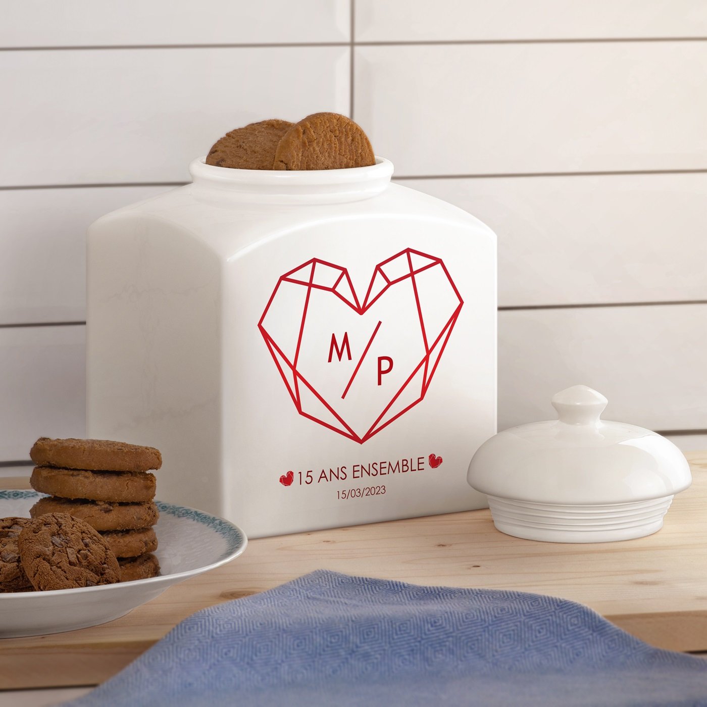 Jarra de galletas personalizada de Murrano para el 15º aniversario de bodas