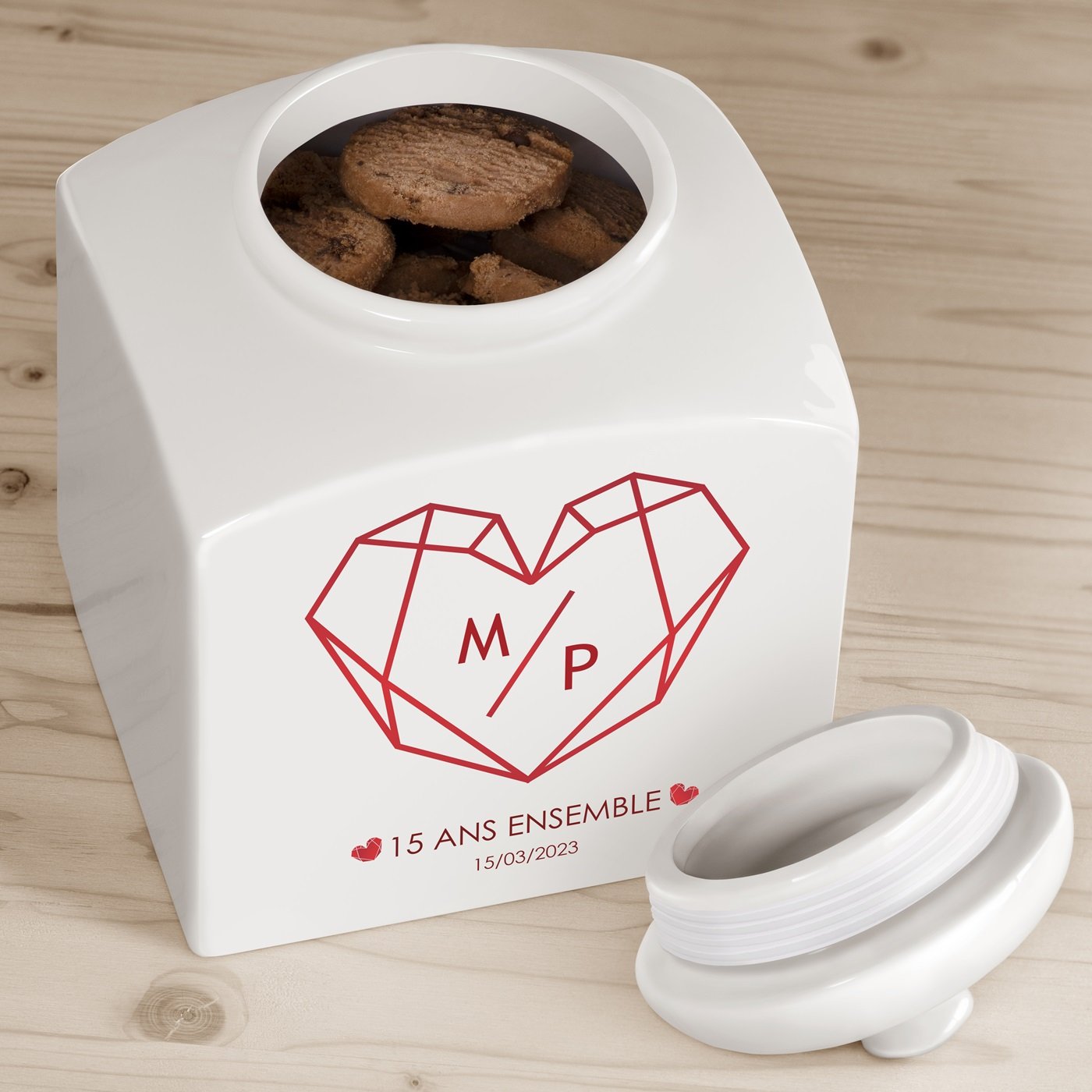 Jarra de galletas personalizada de Murrano para el 15º aniversario de bodas