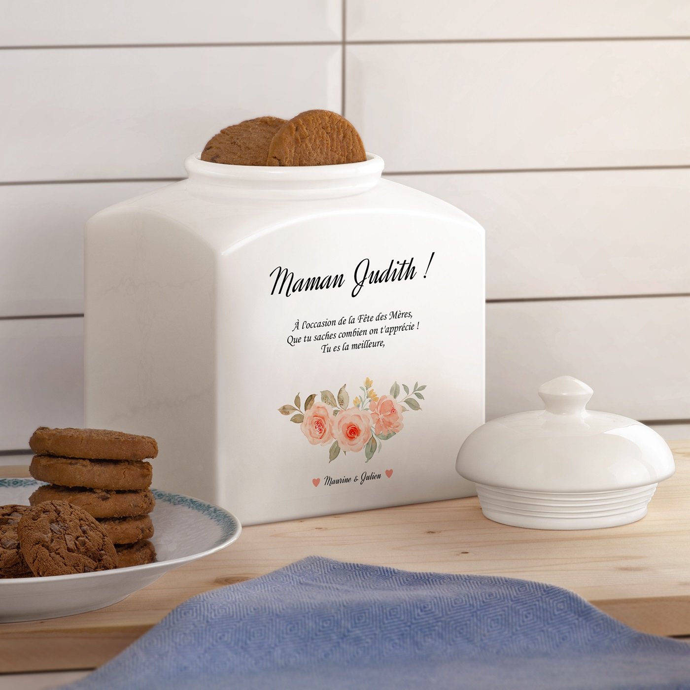 Murrano Ceramic Cookie Jar with Personalized Mother's Day Design