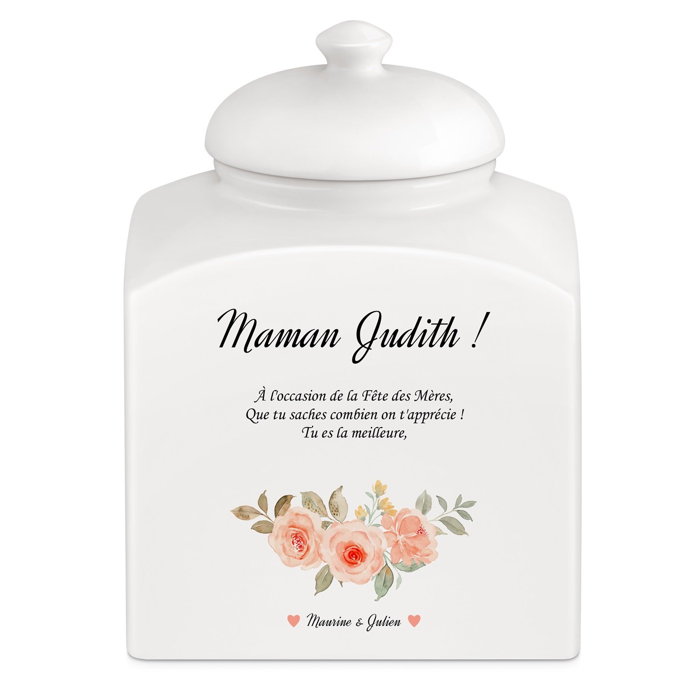 Murrano Ceramic Cookie Jar with Personalized Mother's Day Design