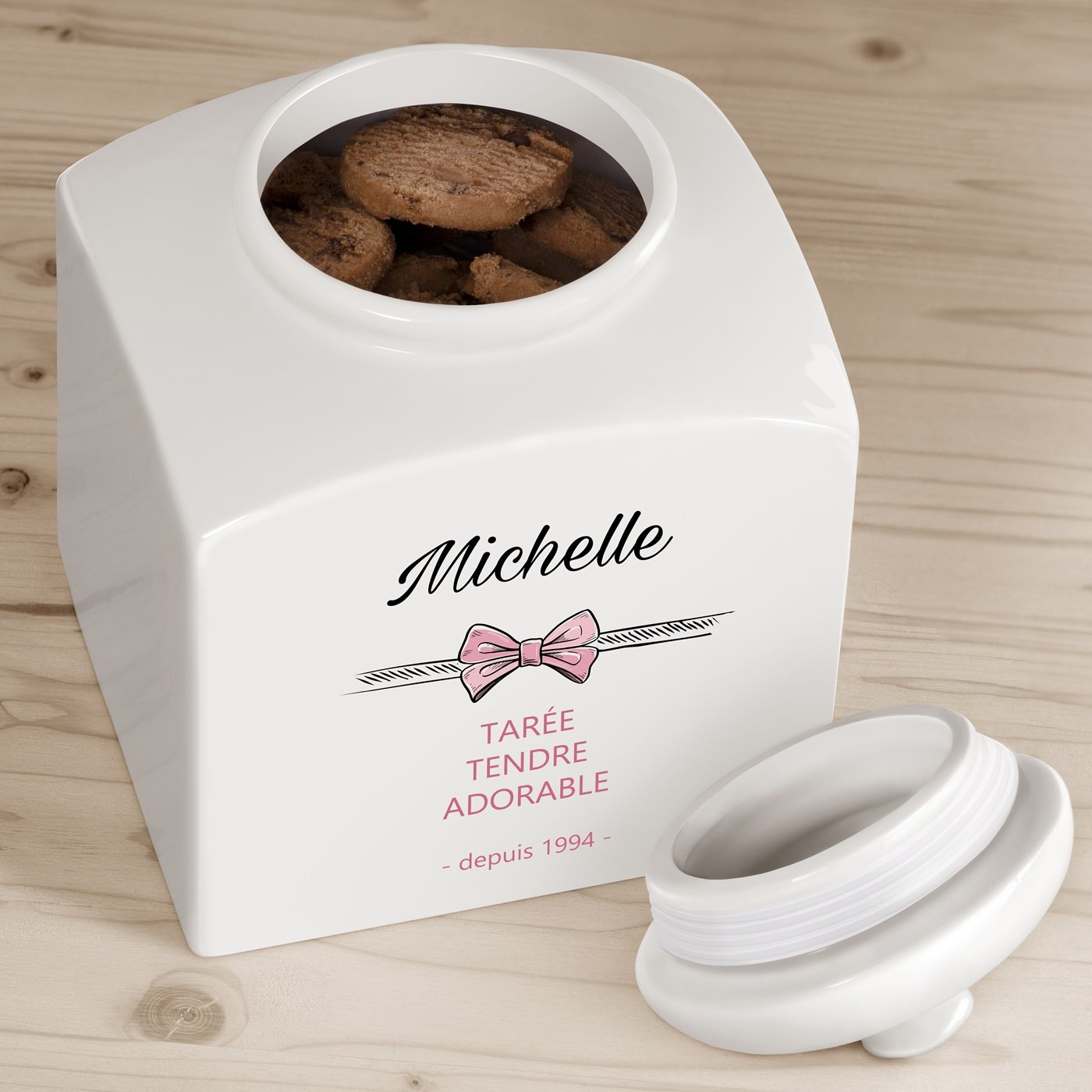Jarra de galletas cerámica personalizada de Murrano para el cumpleaños de una mujer