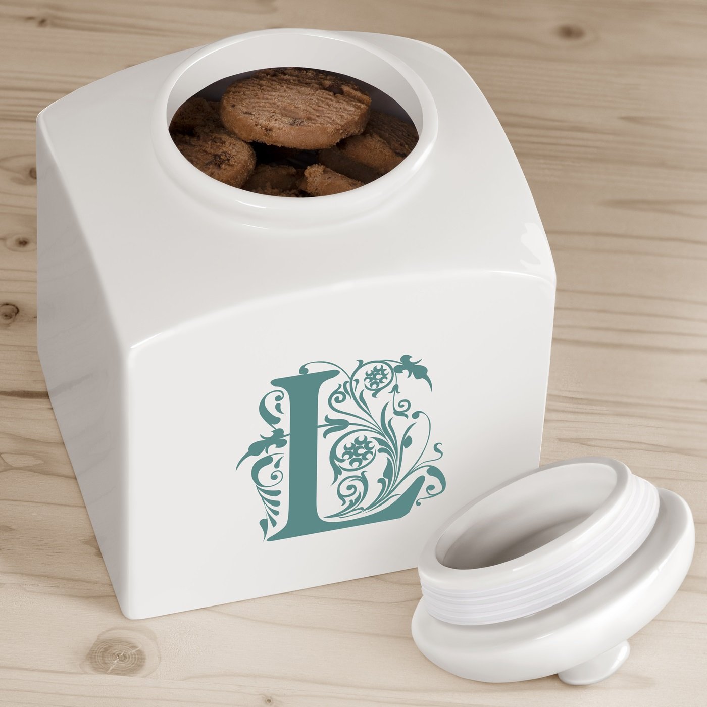 Jarre à biscuits en céramique Murrano personnalisée avec initiale