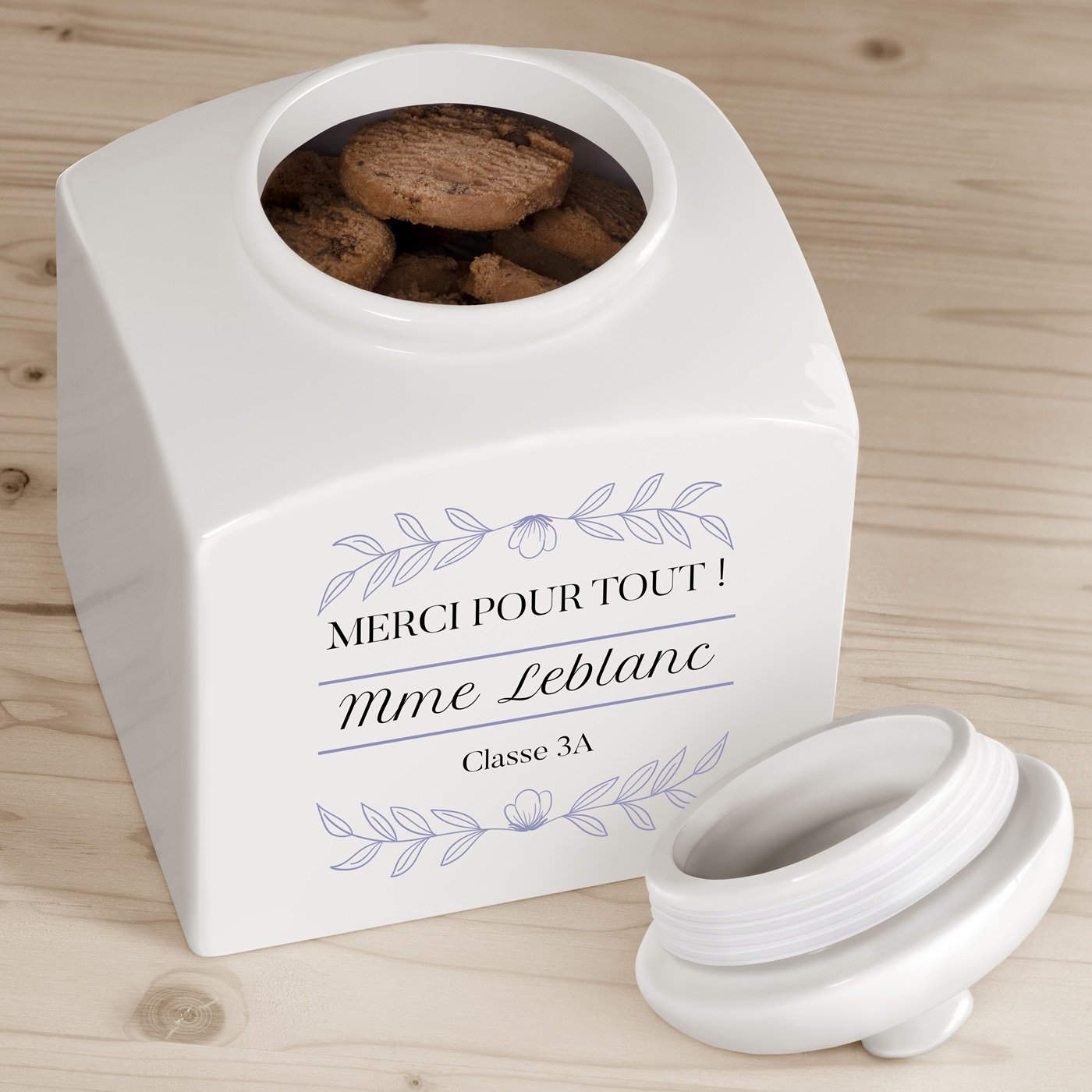 Murrano Ceramic Cookie Jar with Personalized Print for Teacher