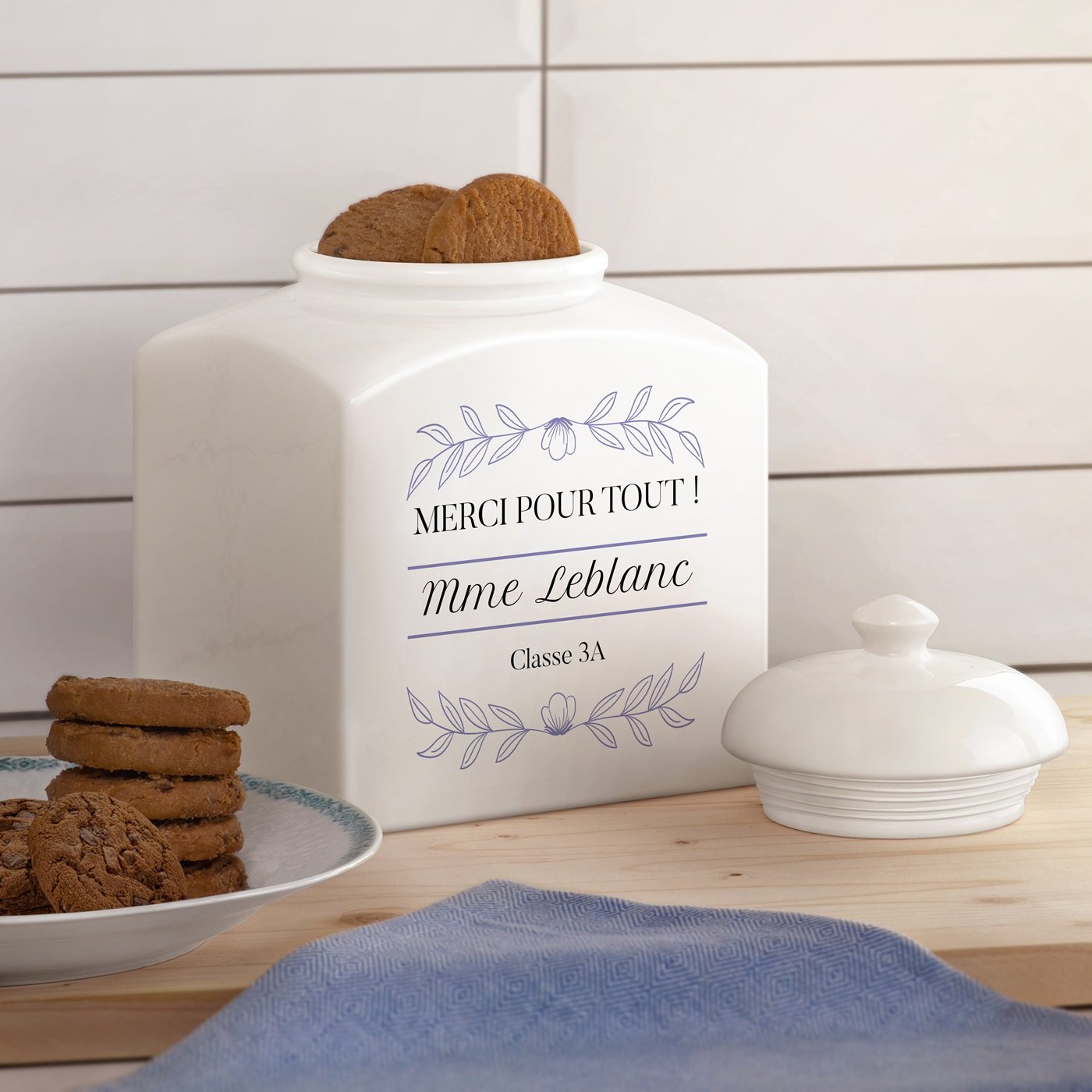Murrano Ceramic Cookie Jar with Personalized Print for Teacher