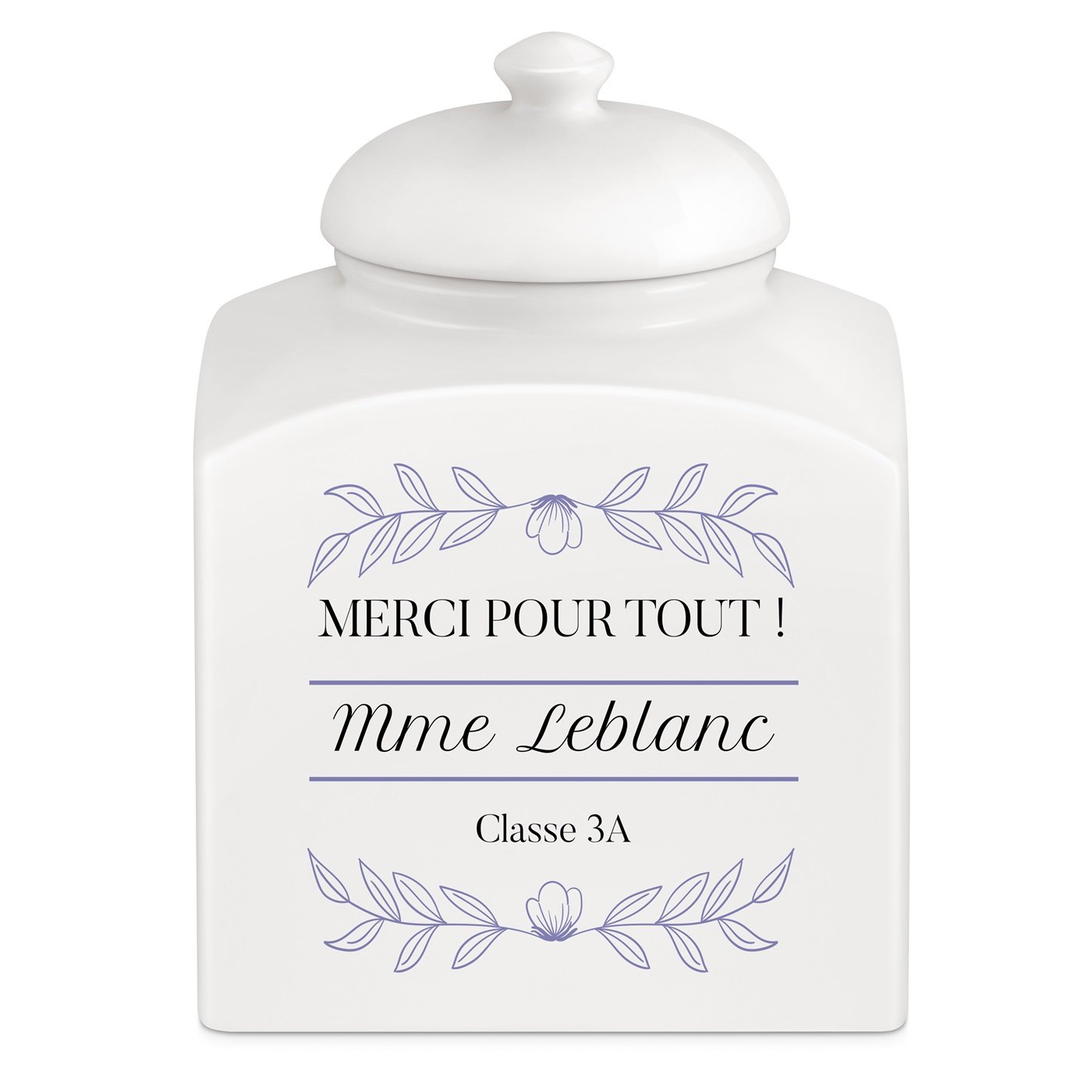 Murrano Ceramic Cookie Jar with Personalized Print for Teacher
