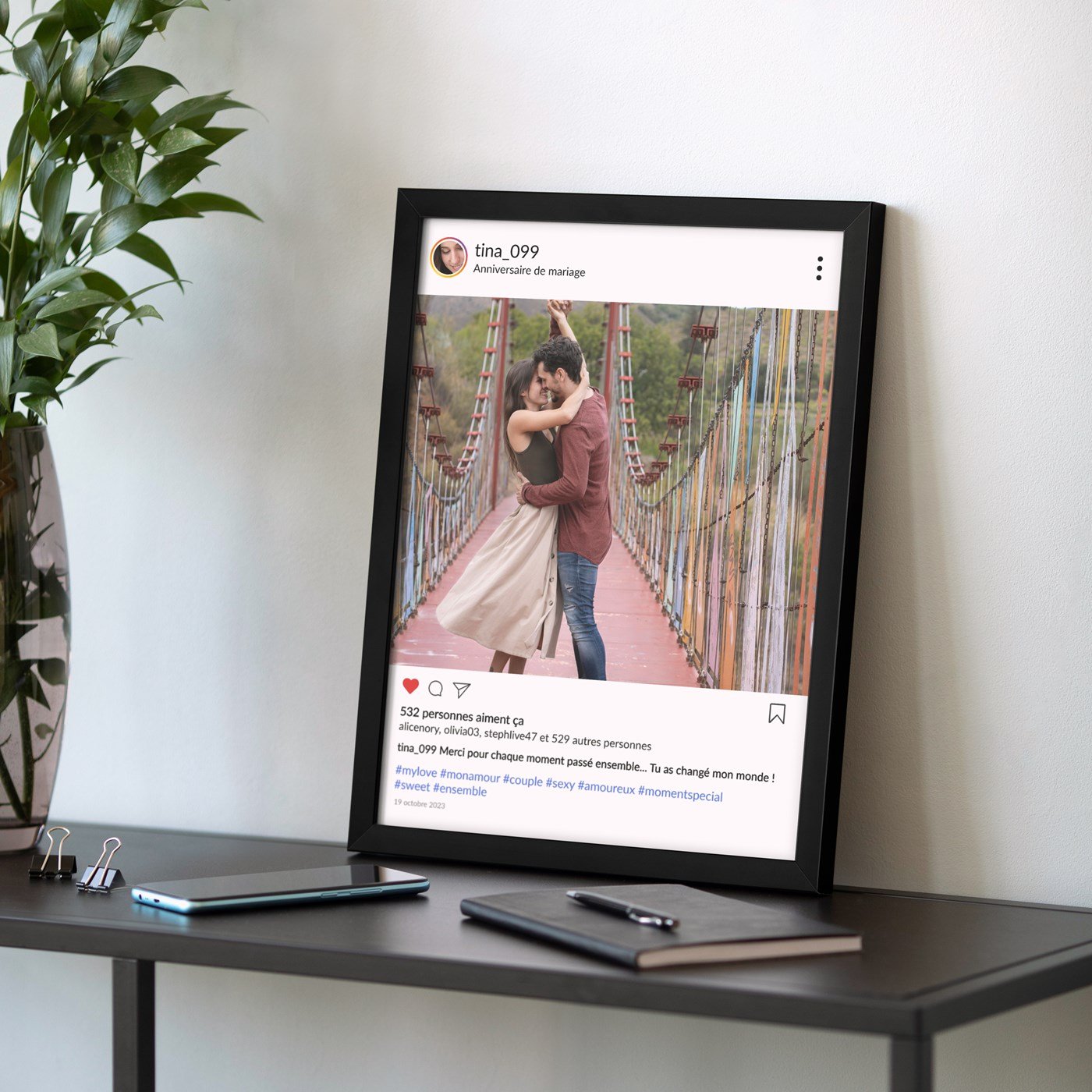 Poster encadré personnalisé pour l'anniversaire de mariage de votre mari