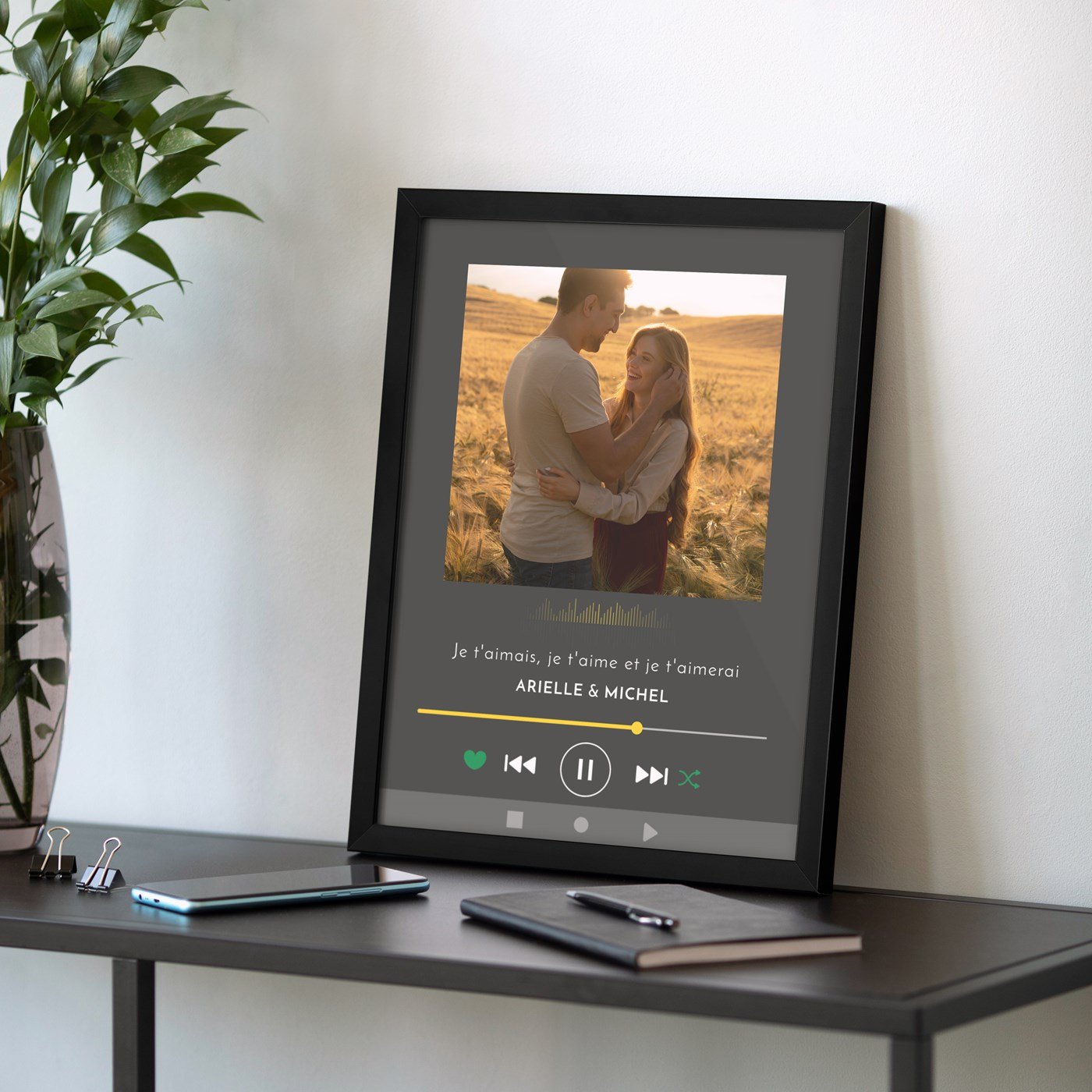 Poster encadré personnalisé pour couple musical Murrano