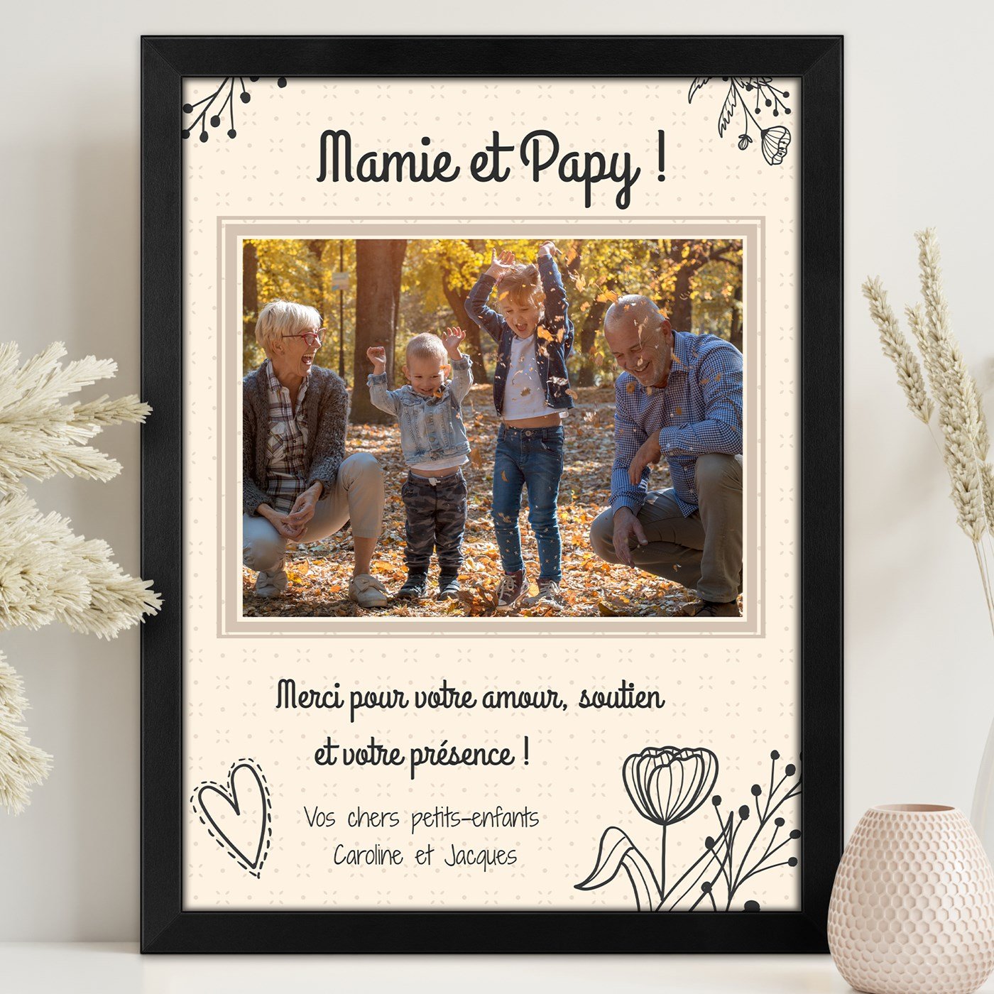 Poster encadré personnalisé pour grands-parents Murrano
