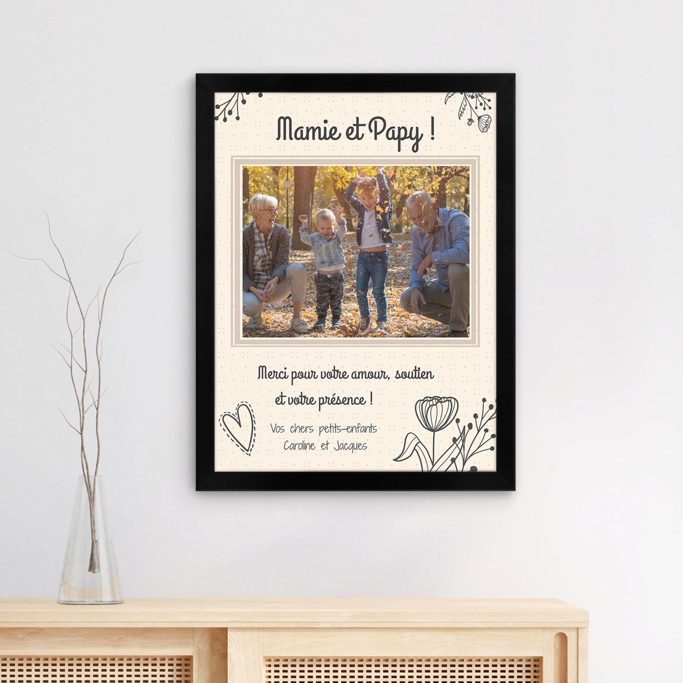 Poster encadré personnalisé pour grands-parents Murrano