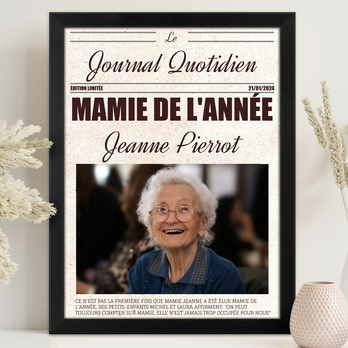 Poster encadré personnalisé pour mamie pour la fête des grands-mères