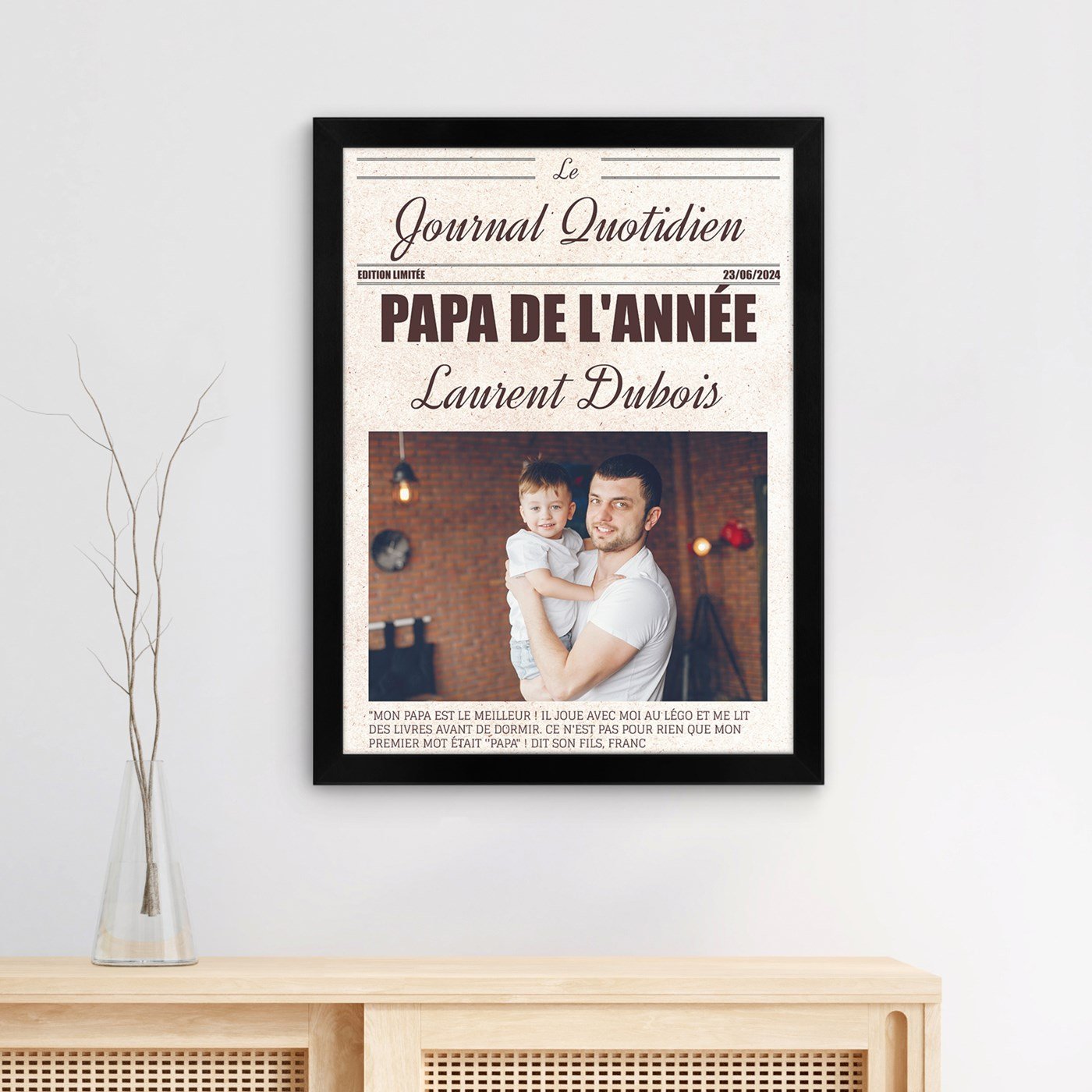 Affiche encadrée personnalisée Murrano pour papa pour la fête des pères