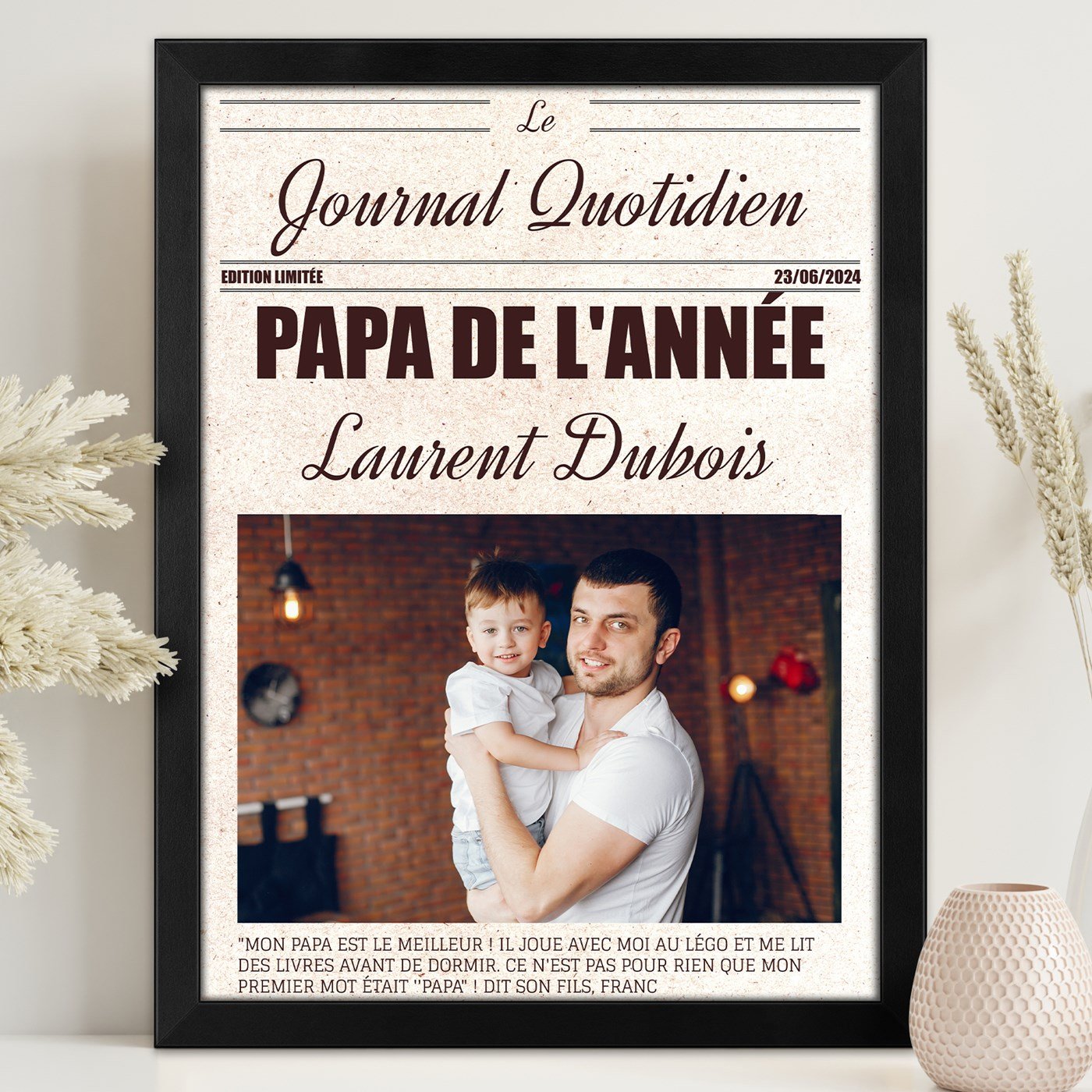 Affiche encadrée personnalisée Murrano pour papa pour la fête des pères