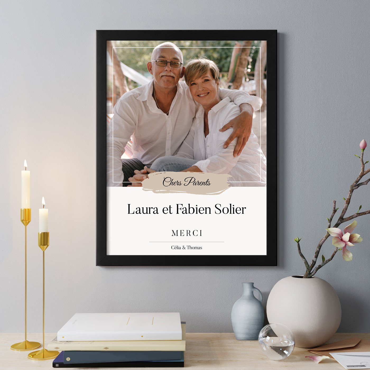 Affiche encadrée personnalisée Murrano pour les parents - Cadeau de remerciement de mariage