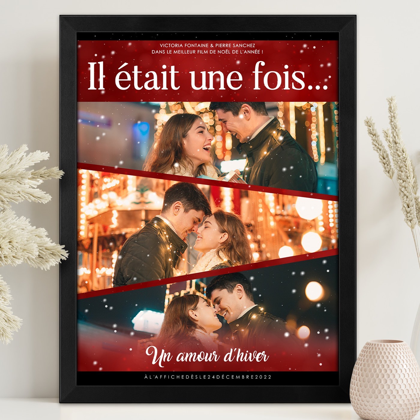 Poster encadré personnalisé Murrano pour couple - Cadeau de Noël