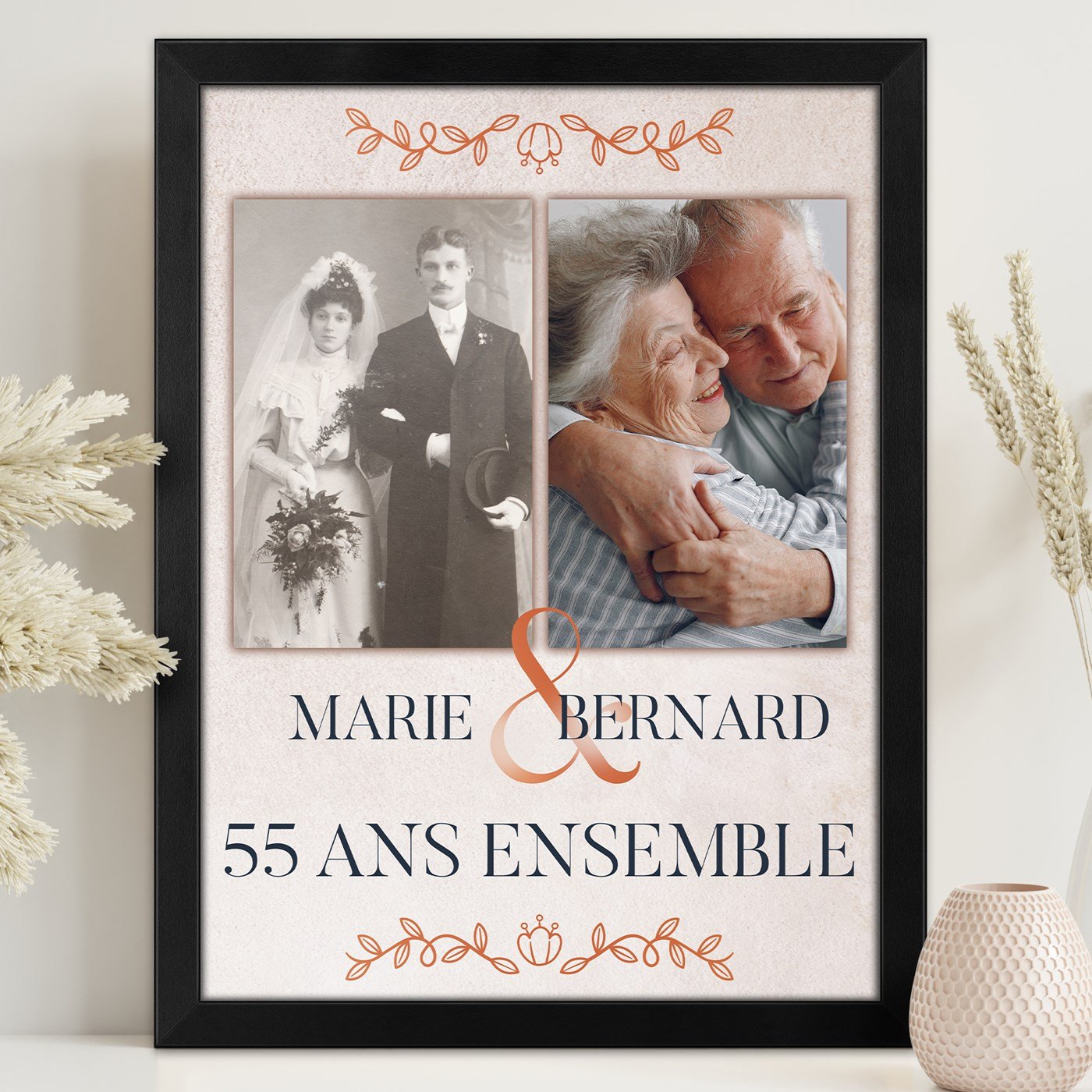 Marco personalizado de fotos Murrano para el 55º aniversario de bodas