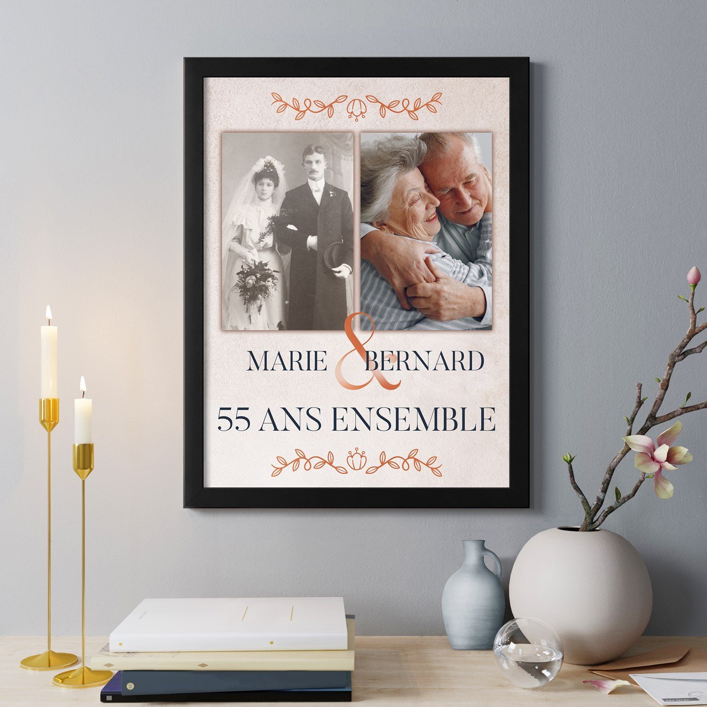 Marco personalizado de fotos Murrano para el 55º aniversario de bodas