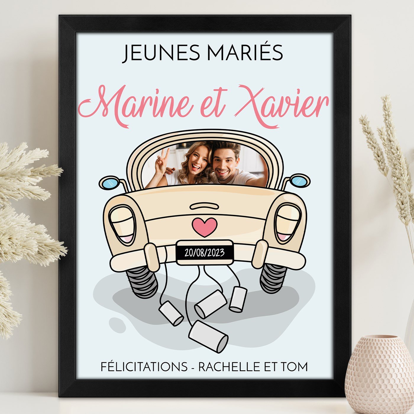 Poster personnalisé Murrano avec cadre pour jeunes mariés
