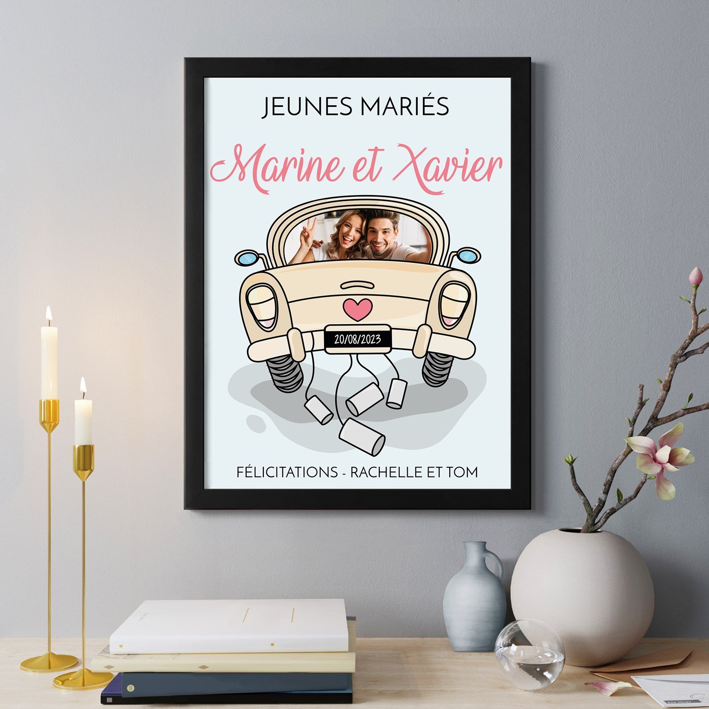 Poster personnalisé Murrano avec cadre pour jeunes mariés