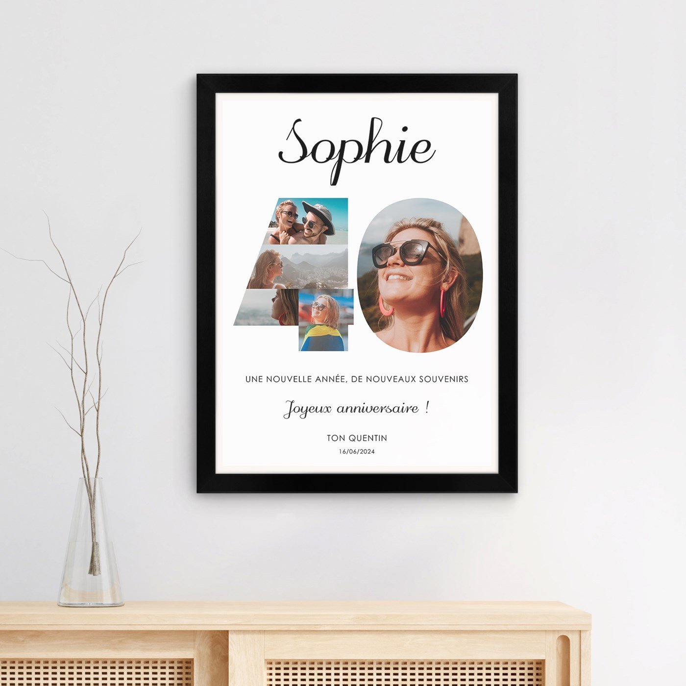 Poster encadré personnalisé pour elle, 40 ans