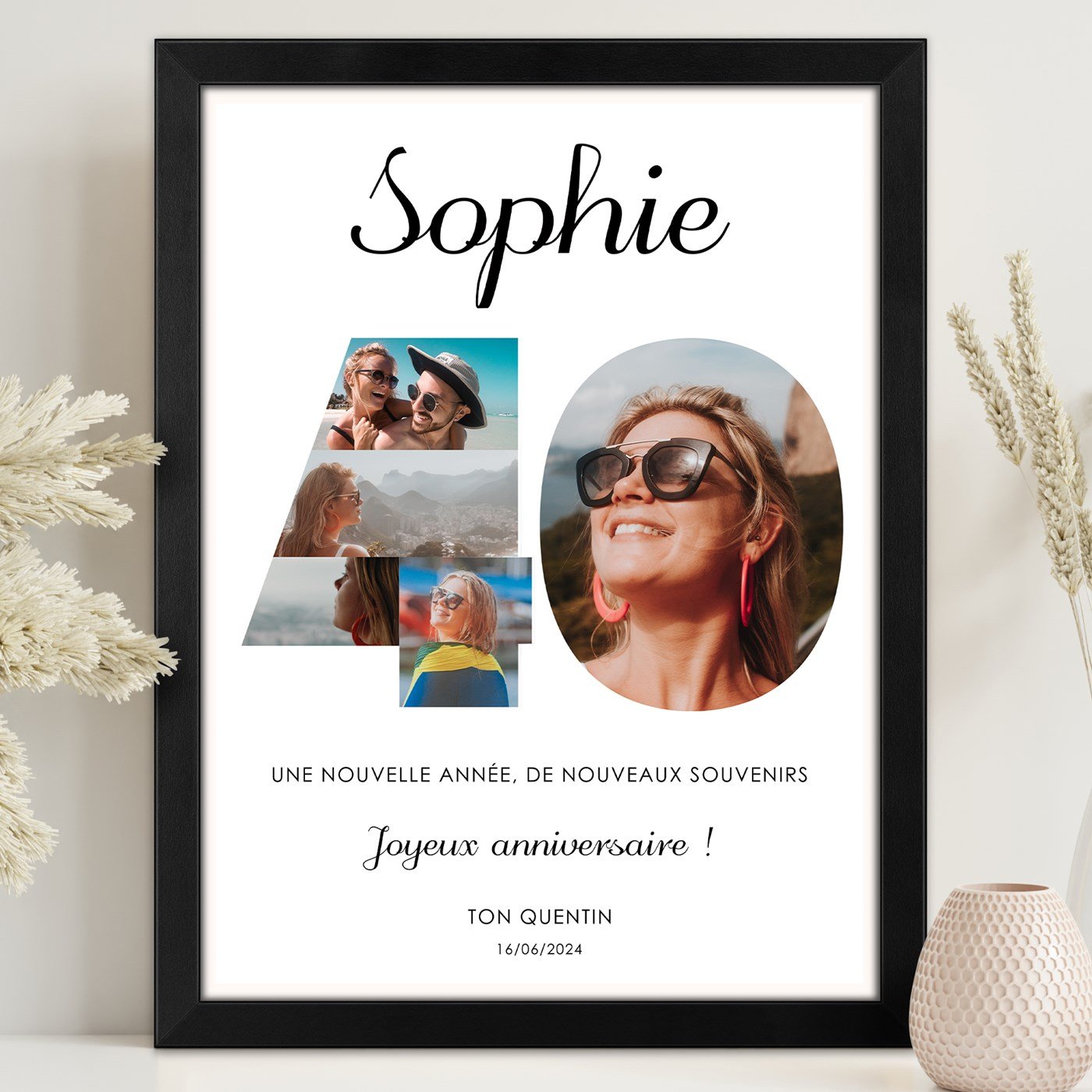 Poster encadré personnalisé pour elle, 40 ans