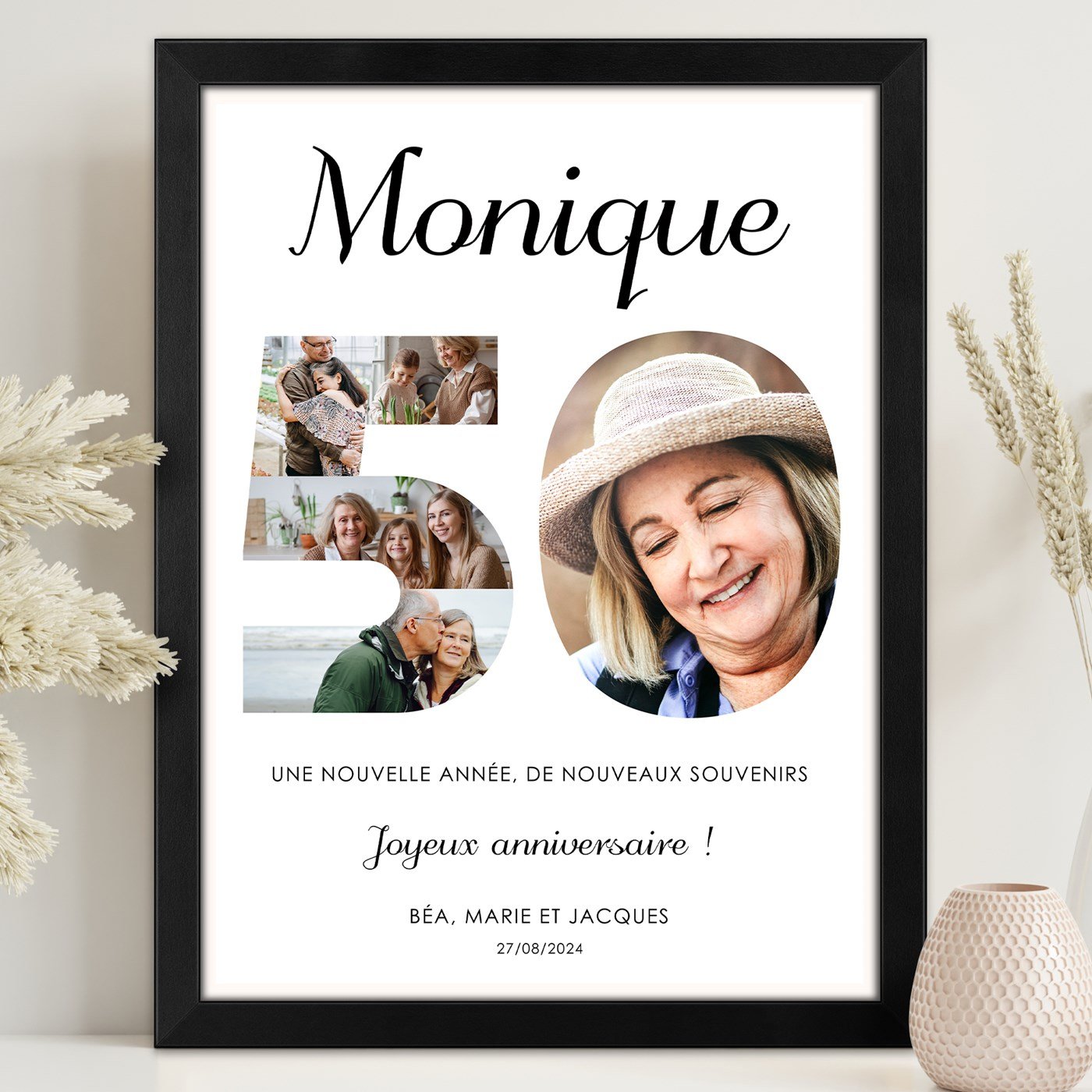 Poster encadré personnalisé pour elle, 50 ans
