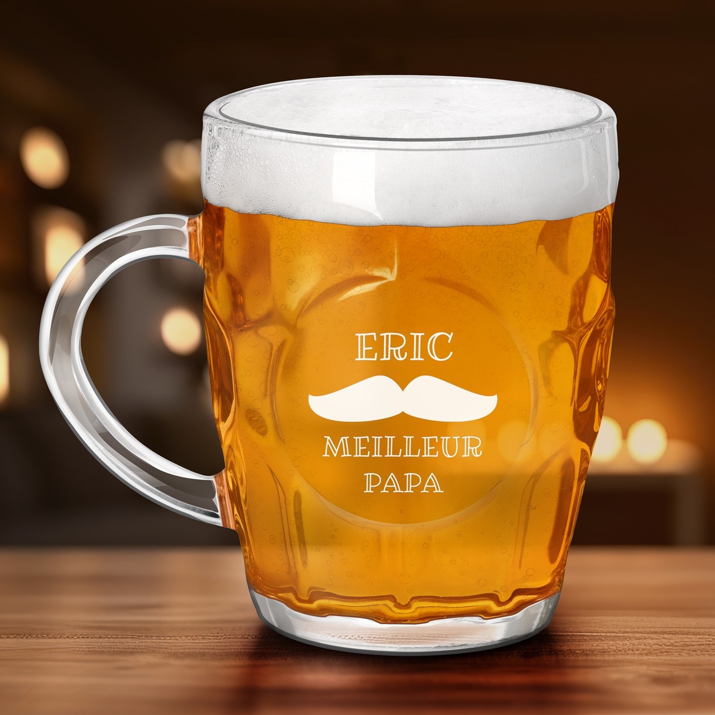 Taza de cerveza Murrano Bubble con grabado personalizado para el mejor papá