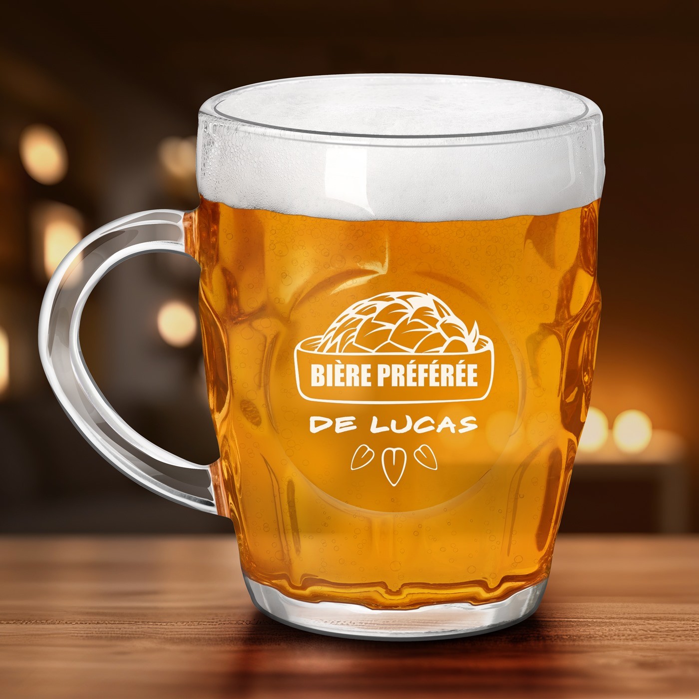 Taza de cerveza Bubble Murrano con grabado personalizado