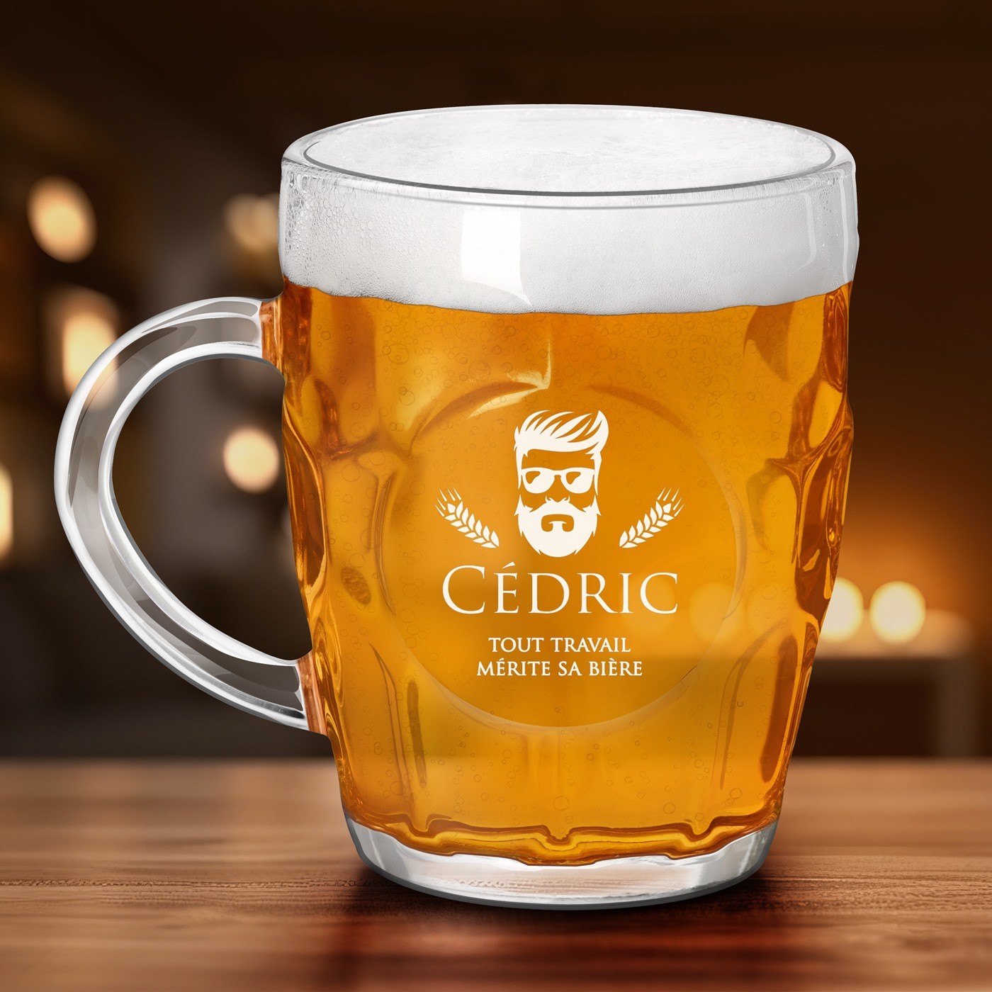 Taza de cerveza Murrano Bubble con grabado láser para colega de trabajo